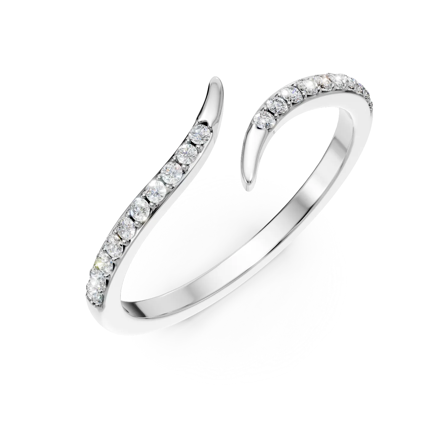 Inel geometric din aur alb cu diamante microsetting de 0.1ct create in laborator