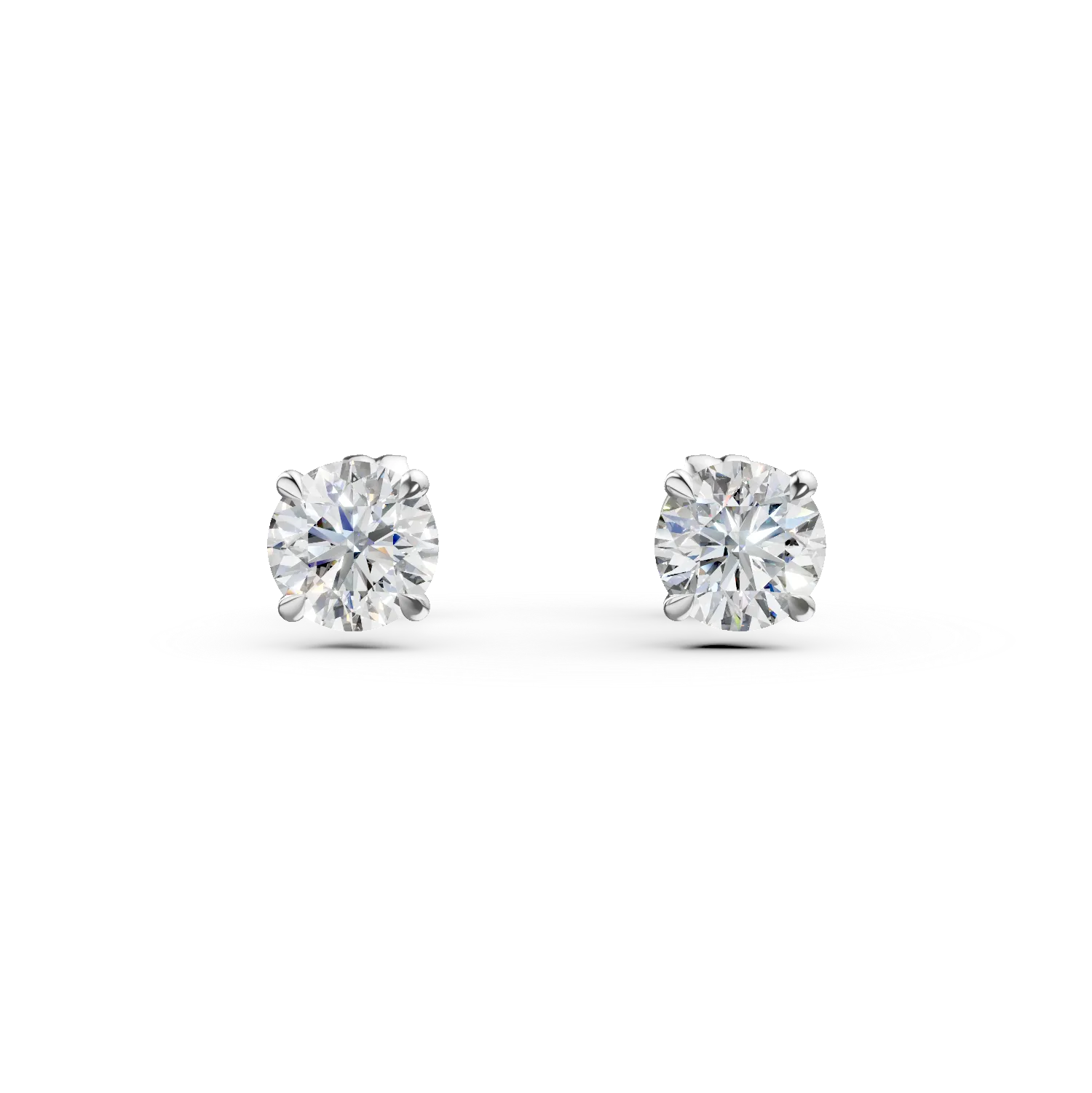Cercei din aur alb cu diamante solitaire de 2.08ct create in laborator