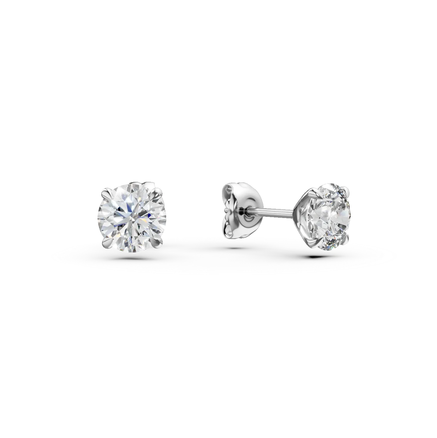 Cercei din aur alb cu diamante solitaire de 2.08ct create in laborator