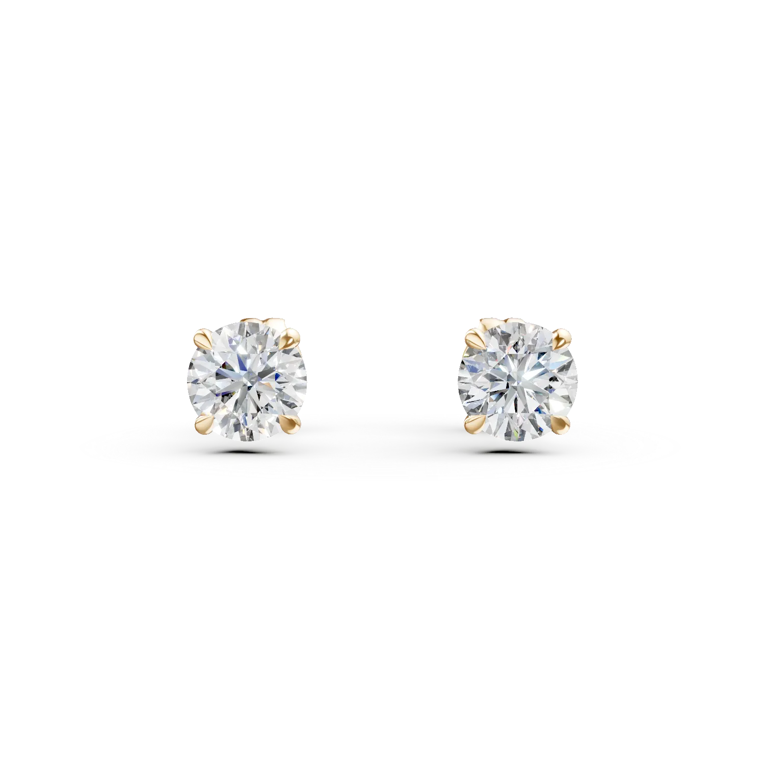Cercei din aur galben cu diamante solitaire de 2.07ct create in laborator