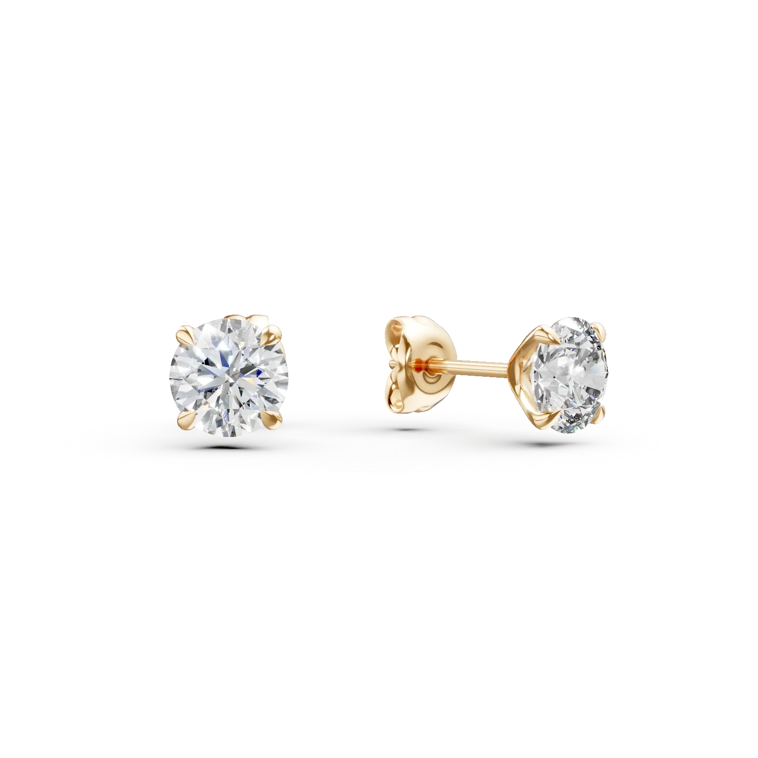 Cercei din aur galben cu diamante solitaire de 2.07ct create in laborator
