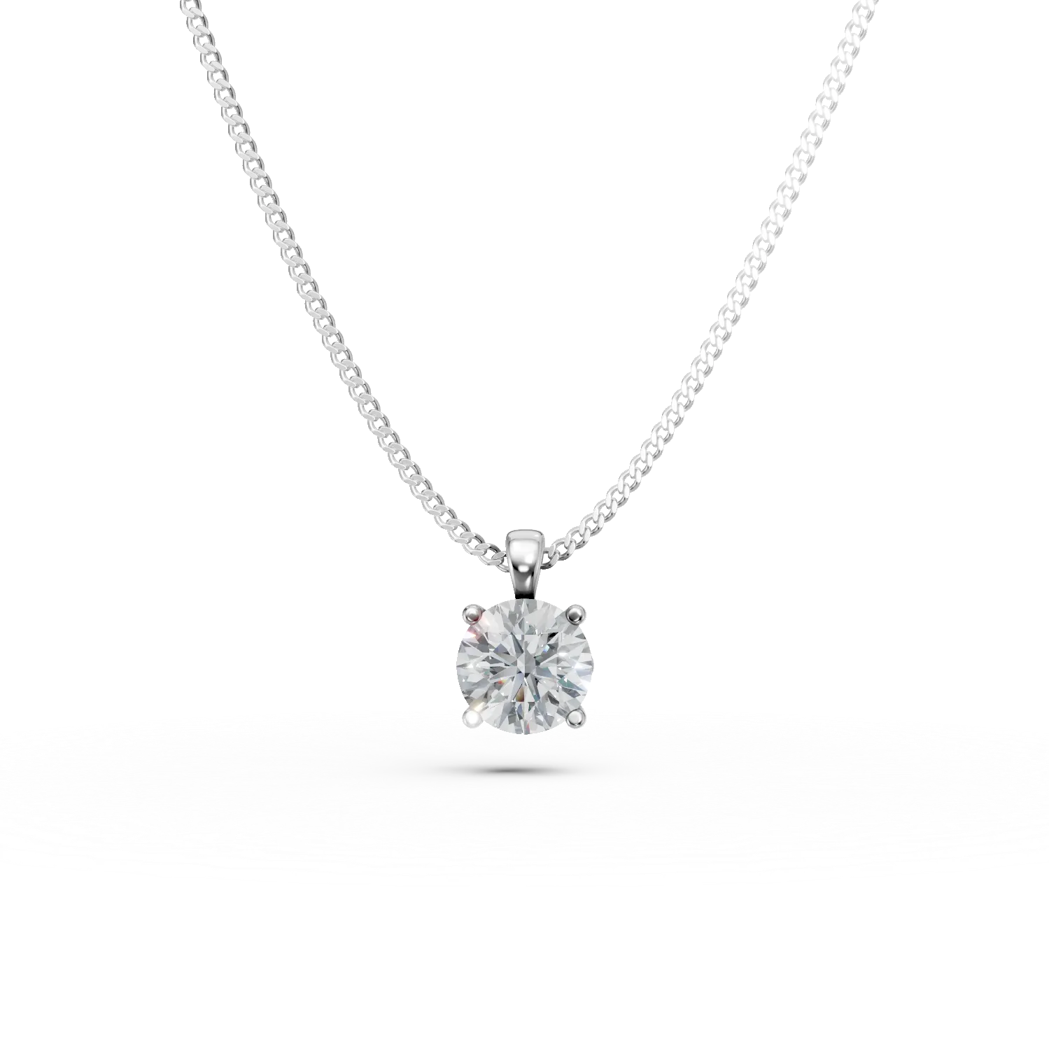 Lant cu pandantiv din aur alb cu diamant solitaire de 0.5ct creat in laborator