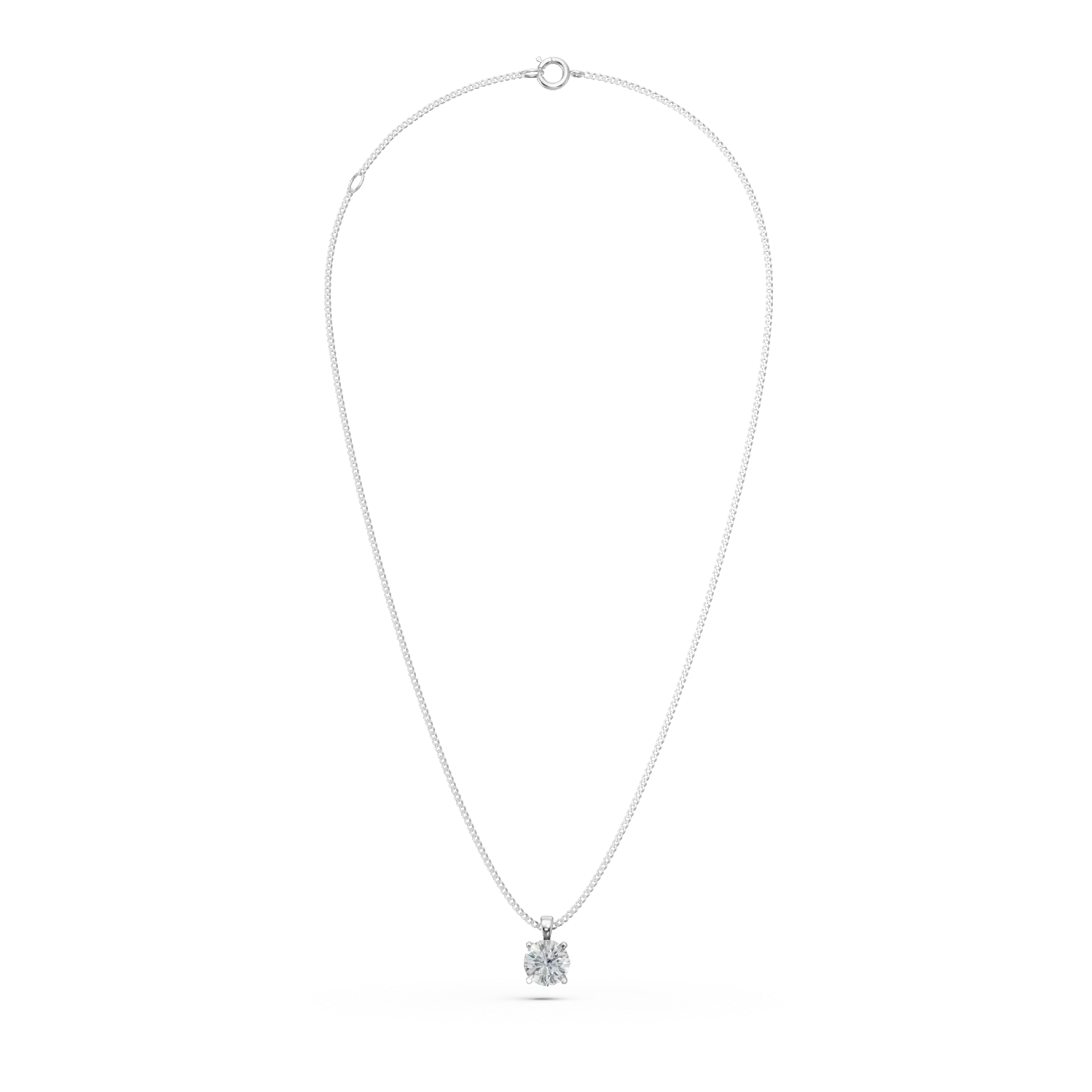 Lant cu pandantiv din aur alb cu diamant solitaire de 0.5ct creat in laborator