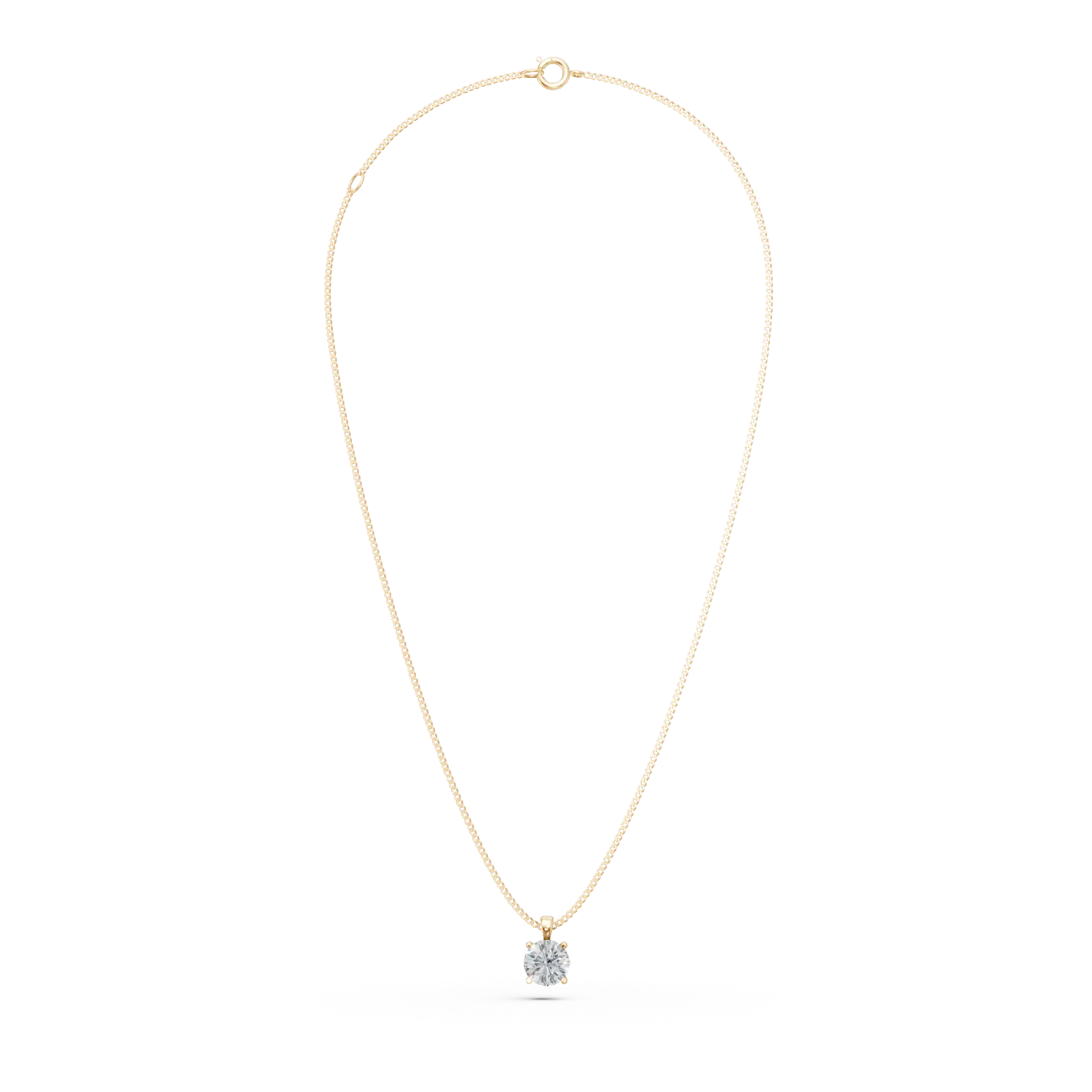 Lant cu pandantiv din aur galben cu diamant solitaire de 0.5ct creat in laborator