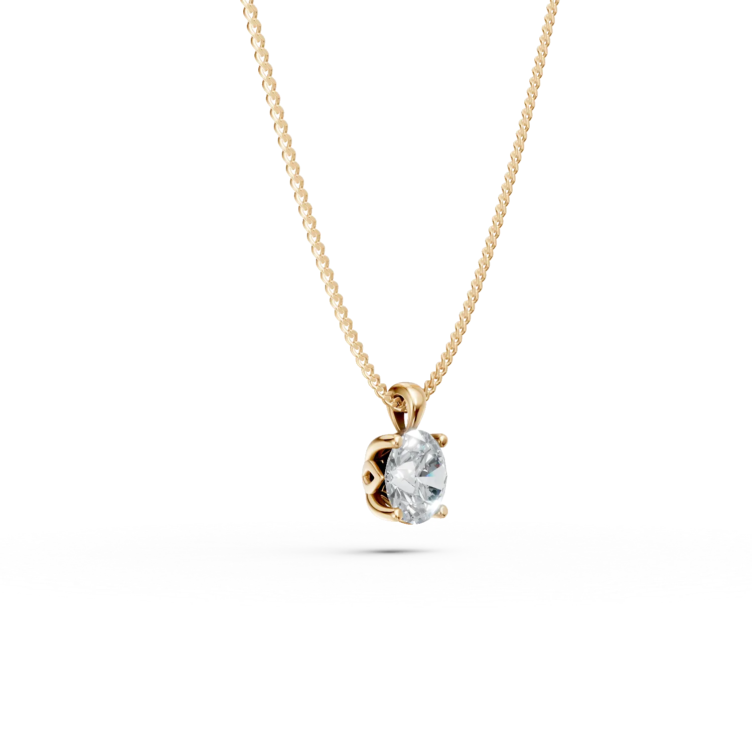 Lant cu pandantiv din aur galben cu diamant solitaire de 0.5ct creat in laborator