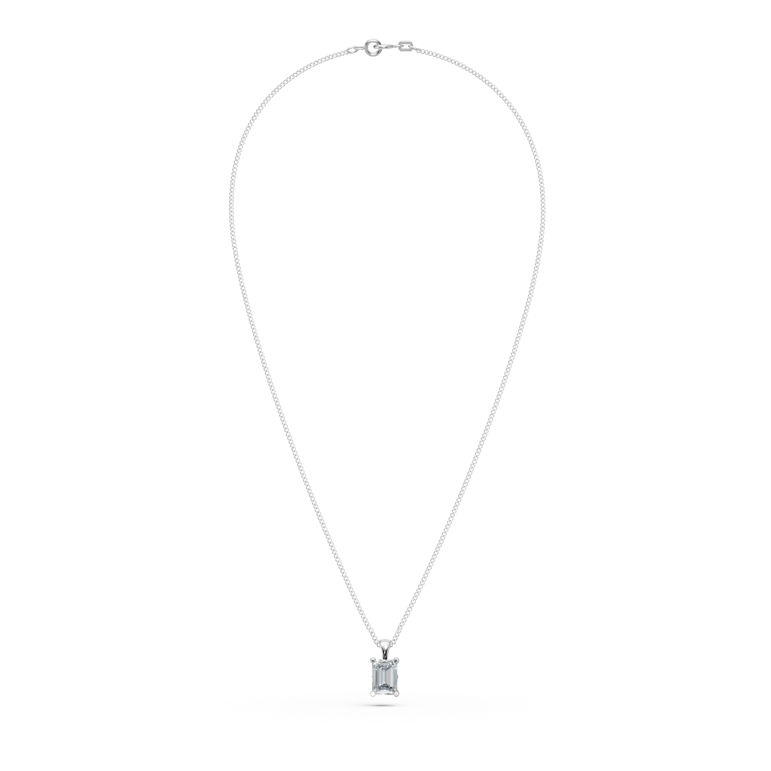 Lant cu pandantiv din aur alb cu diamant solitaire de 0.3ct creat in laborator