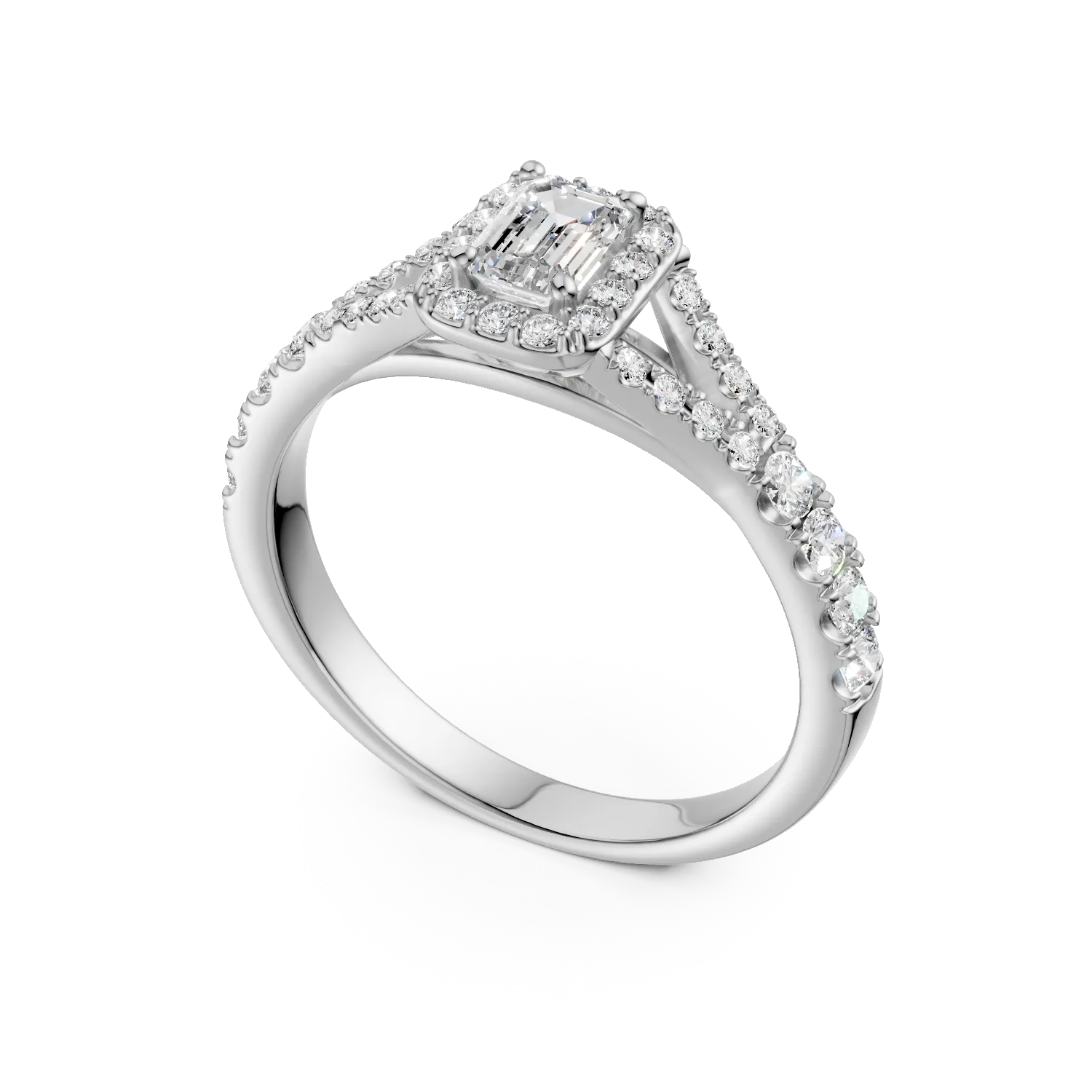 Inel clasic din aur alb cu diamante de 0.8ct create in laborator - imagine 2