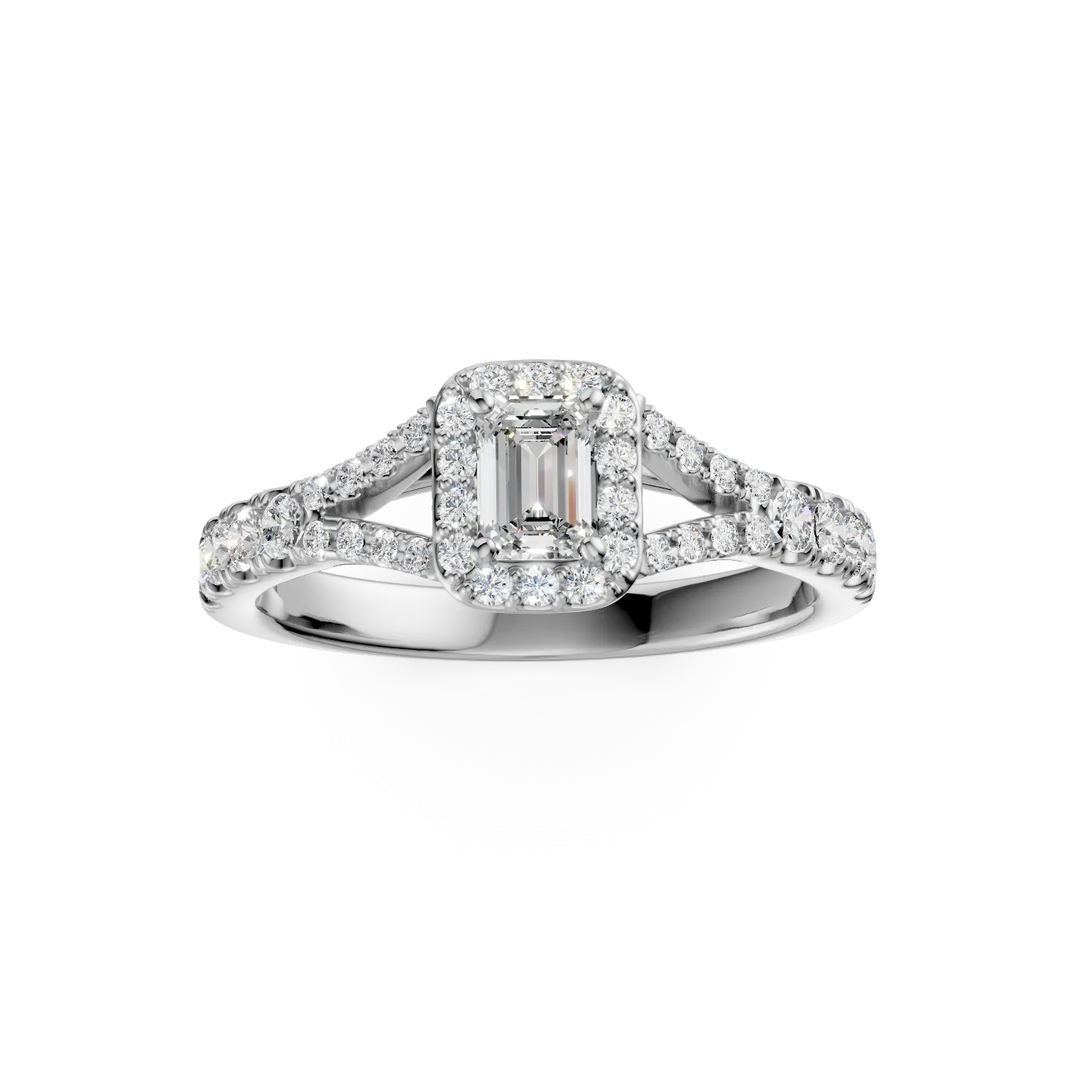 Inel clasic din aur alb cu diamante de 0.8ct create in laborator - imagine 3