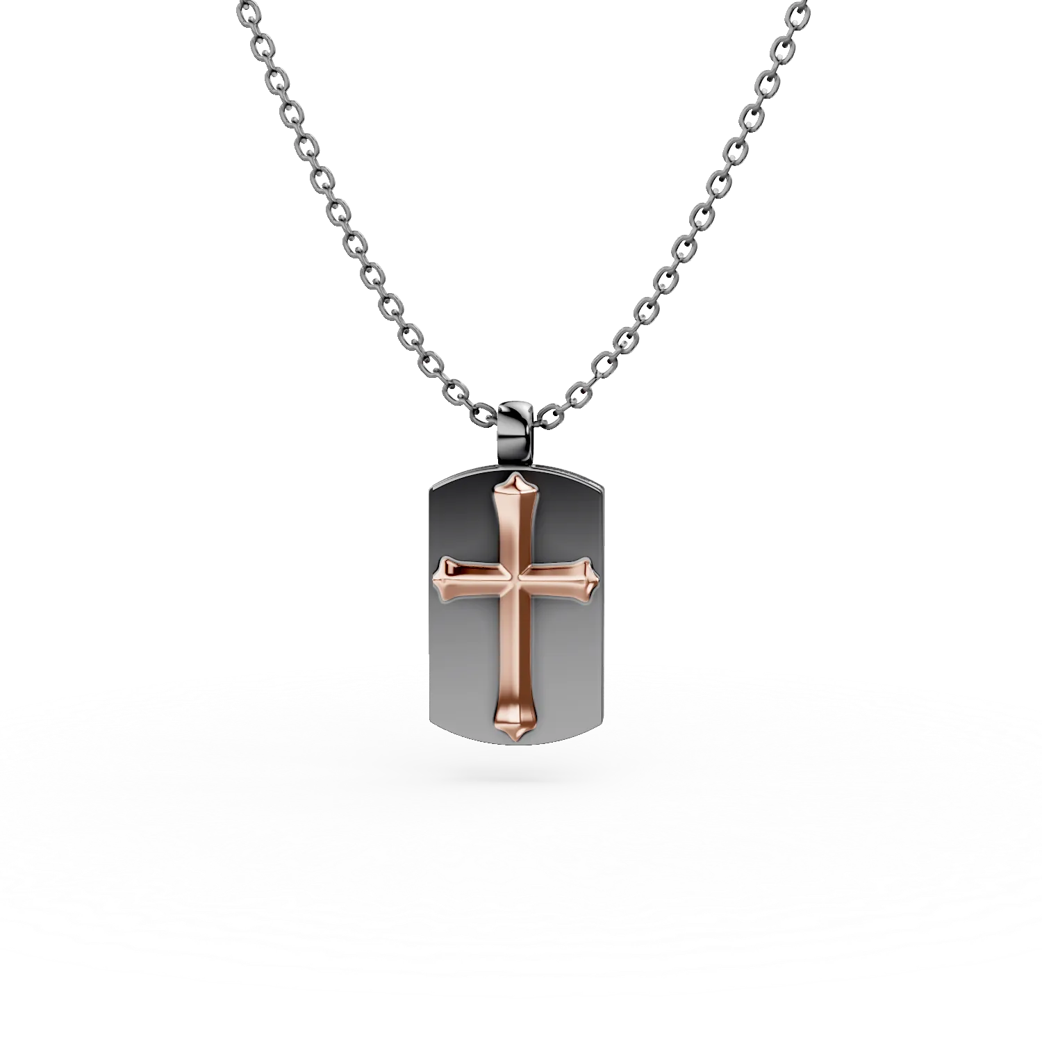 Lant cu pandantiv din argint roz-negru pentru barbati