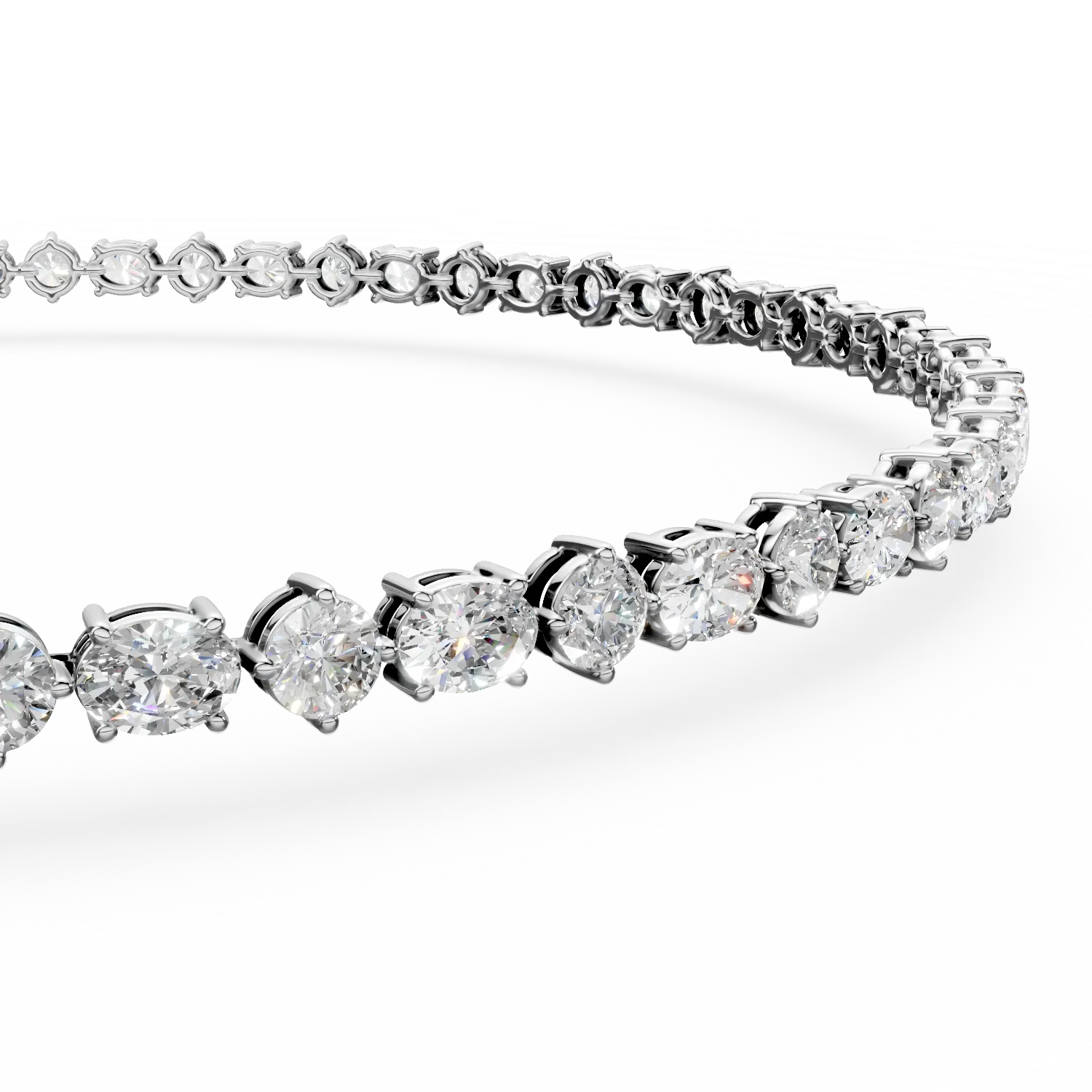 Bratara tennis din aur alb cu diamante de 6.61ct create in laborator