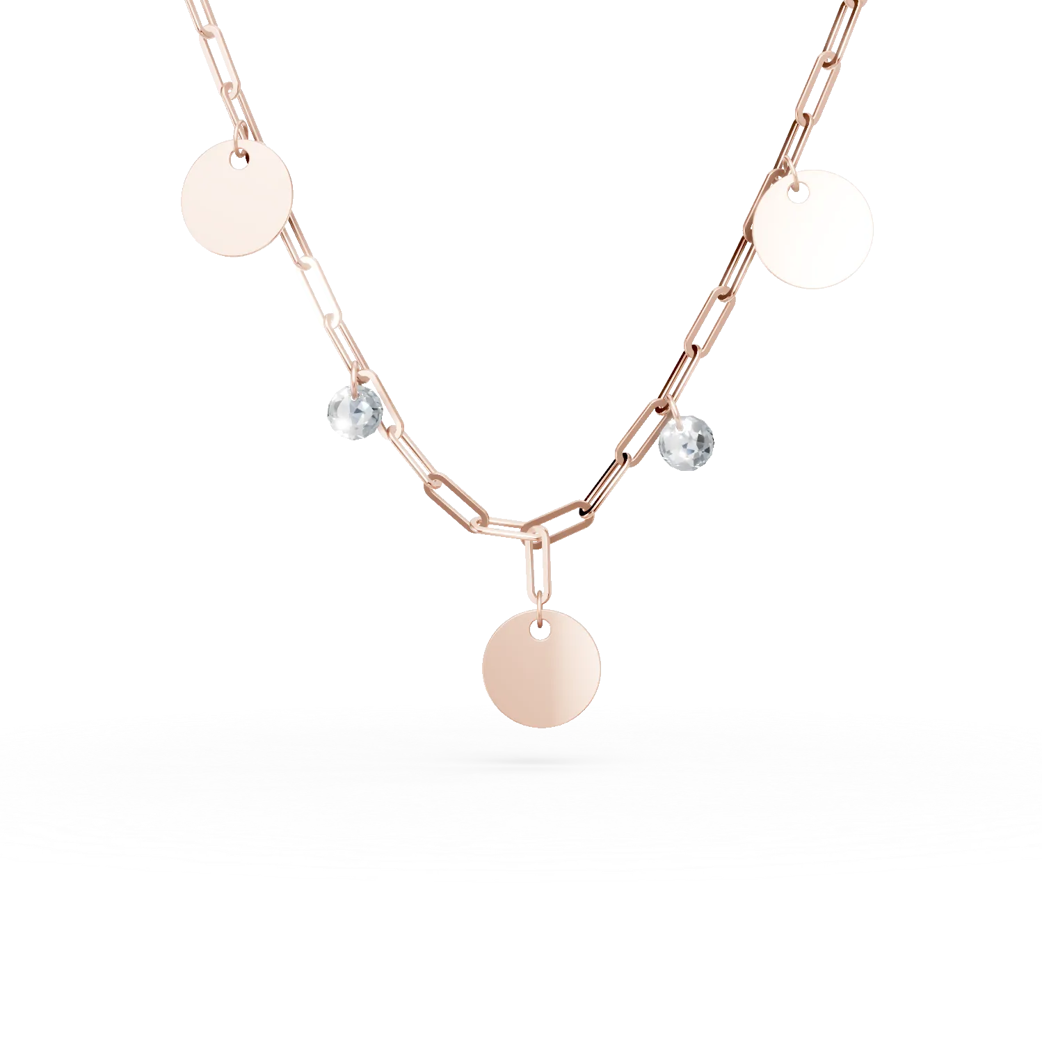 Colier cu charmuri din argint roz