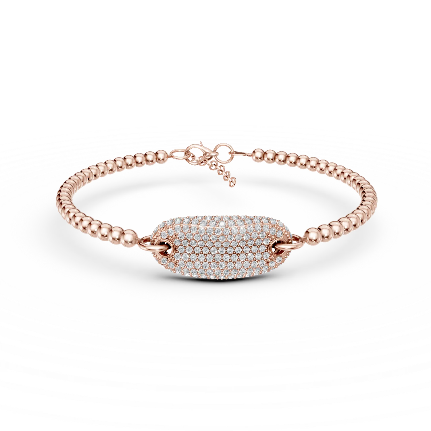 Bratara cu bilute si pandantiv geometric din argint roz