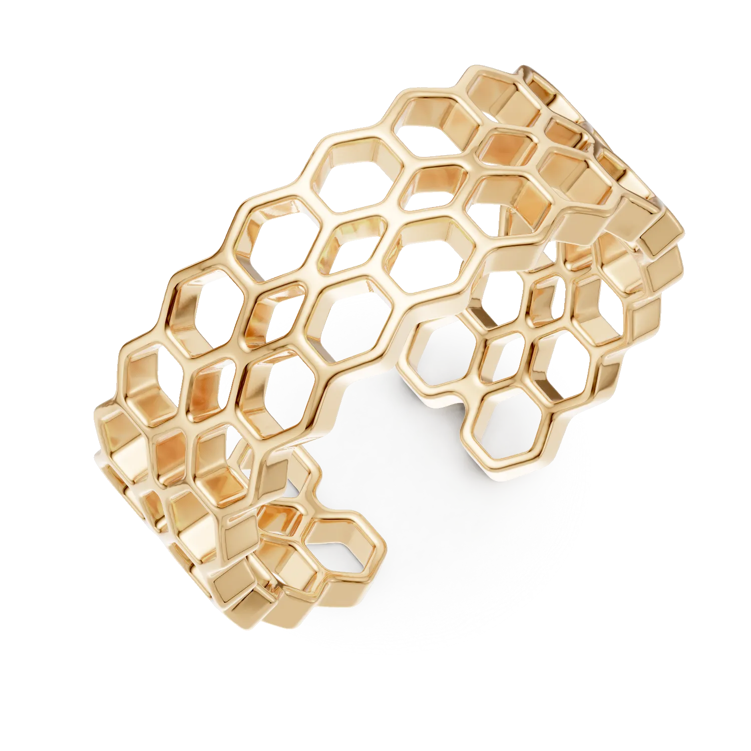 Inel geometric din argint galben