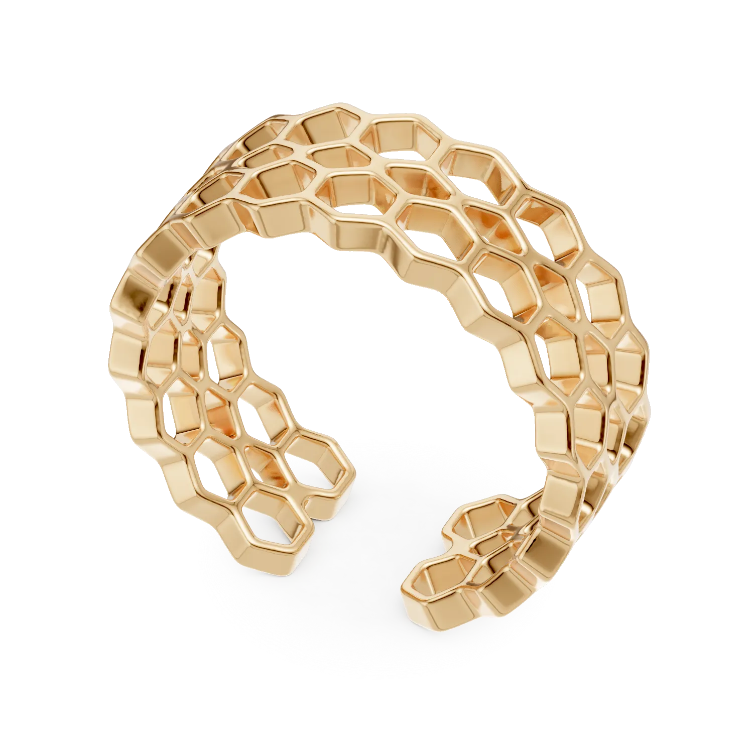 Inel geometric din argint galben