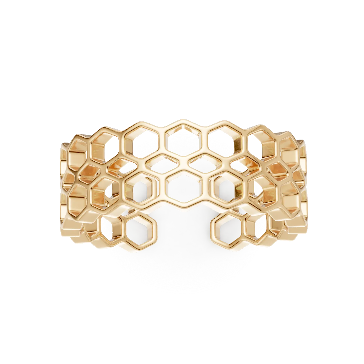Inel geometric din argint galben