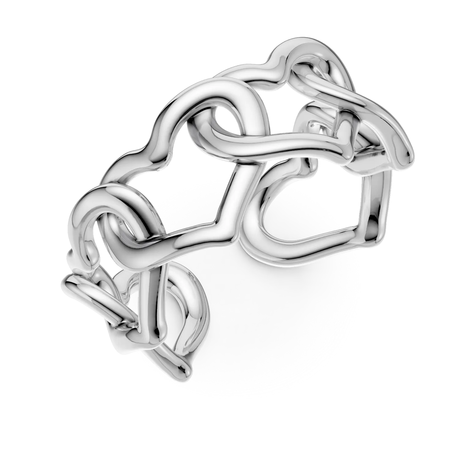 Inel impletit cu inimi din argint