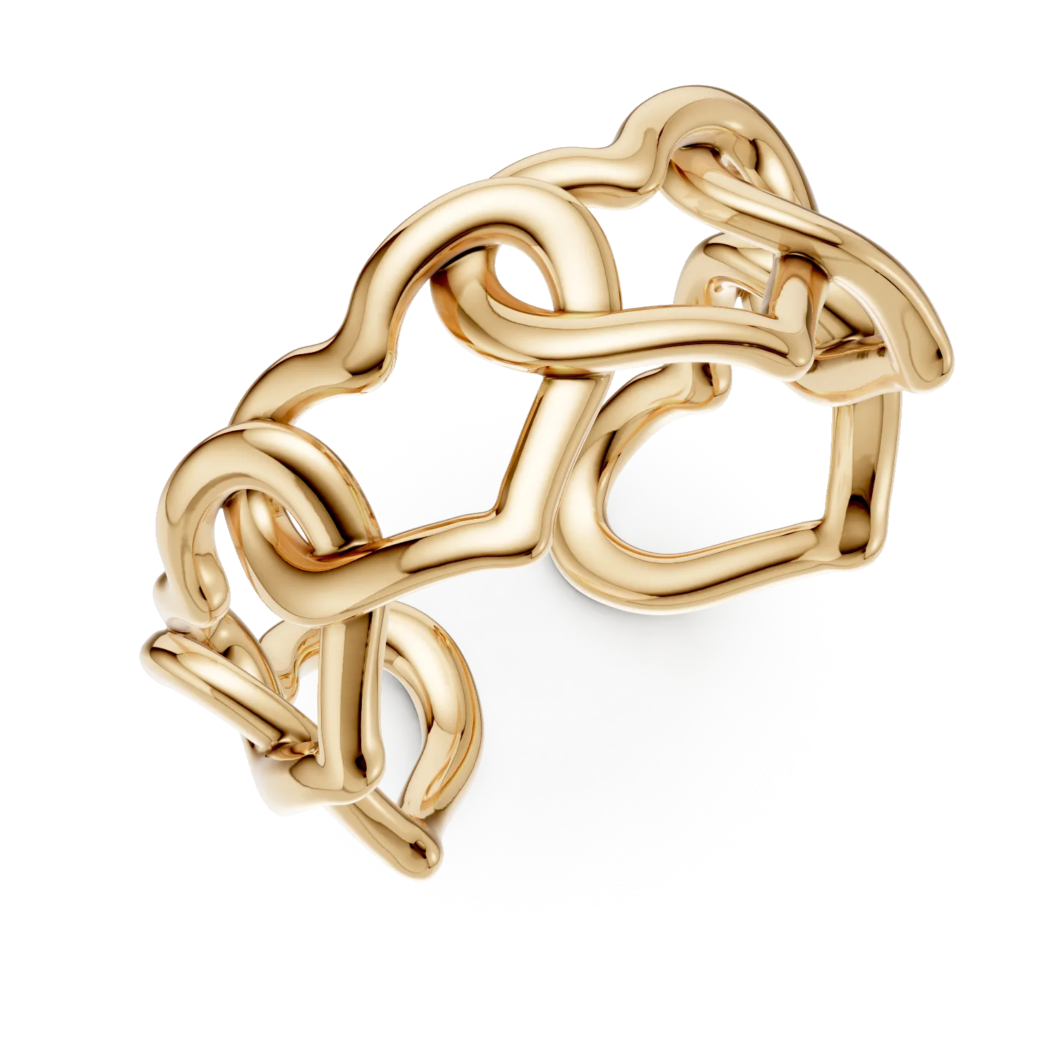 Inel impletit cu inimi din argint galben