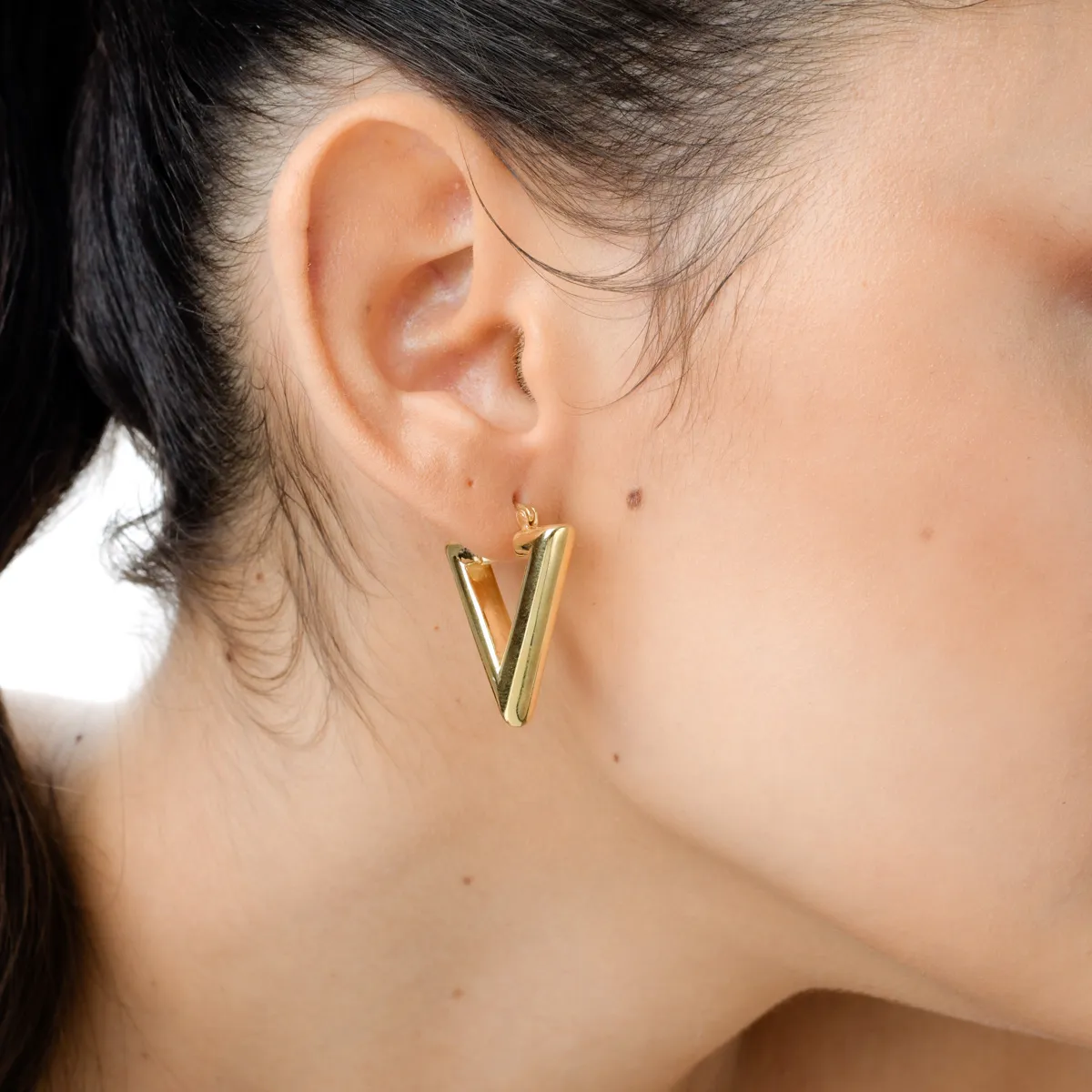 Cercei triunghiulari din argint galben