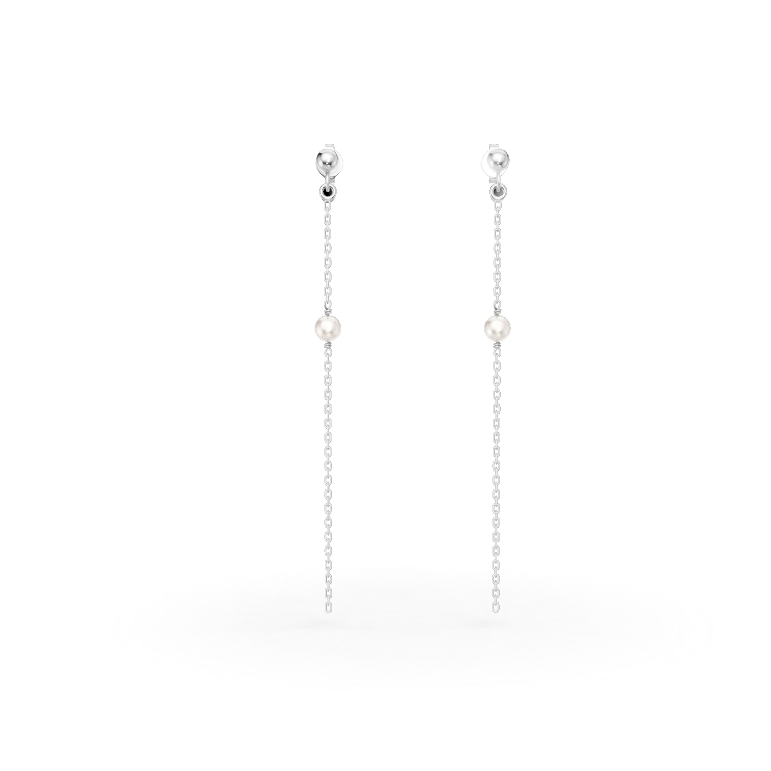 Cercei lungi din argint cu perle sintetice
