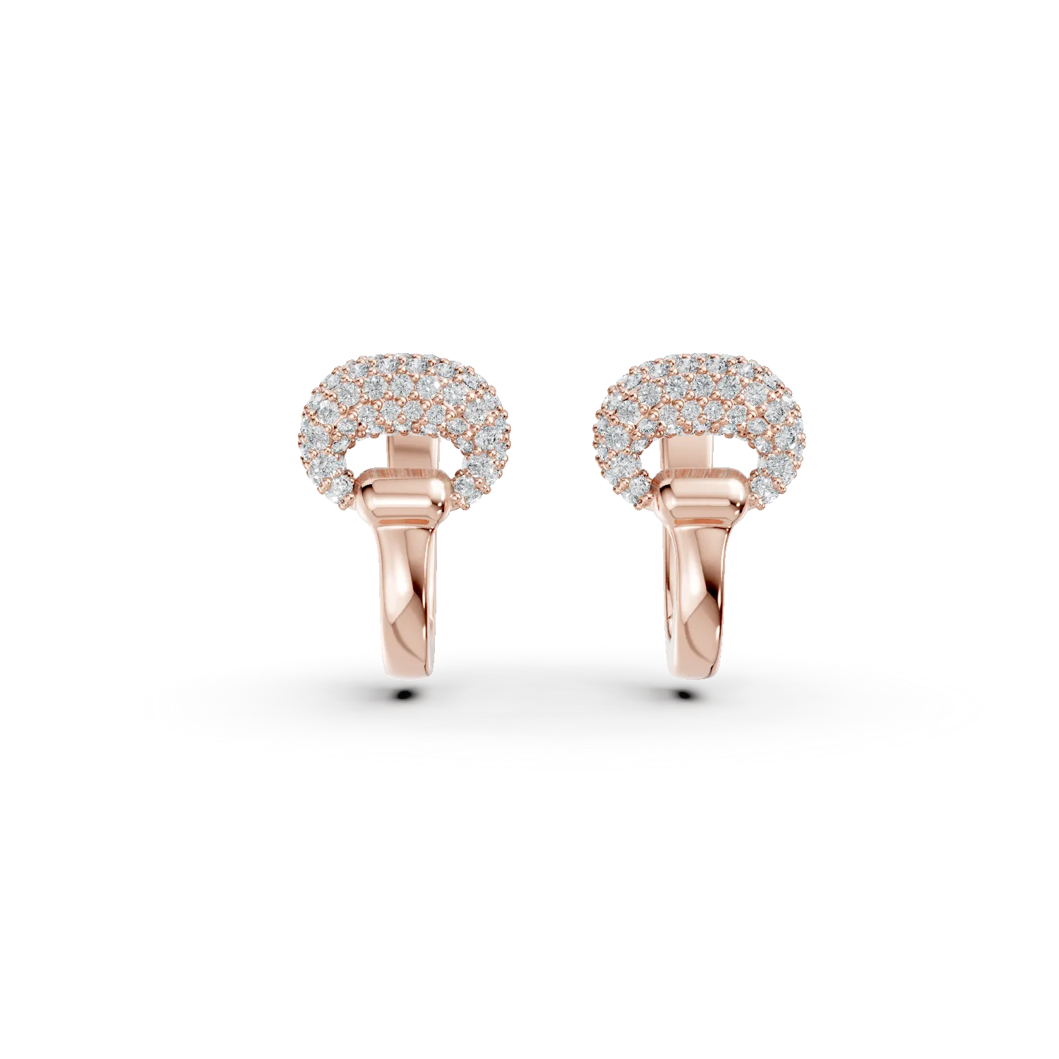 Cercei on-ear din argint roz cu zirconii