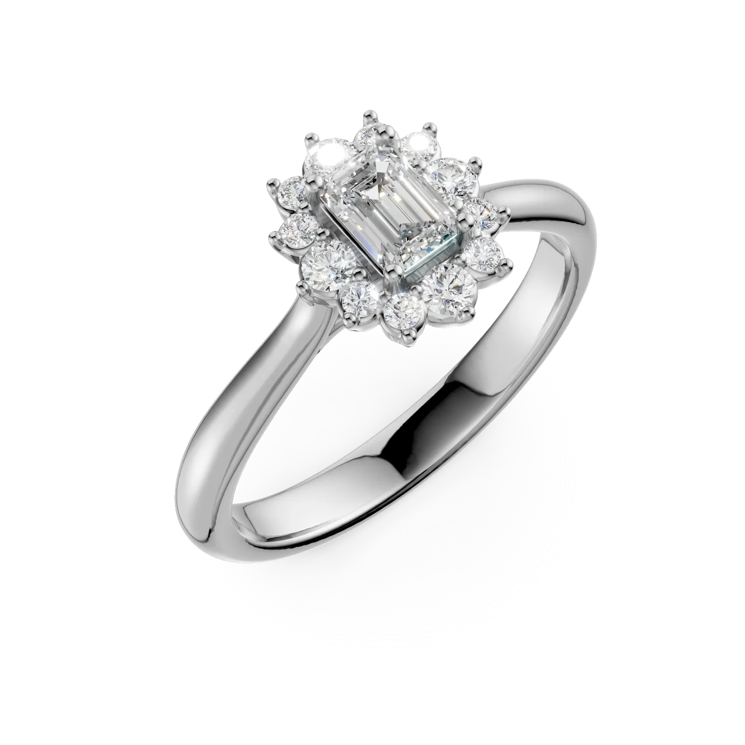 Inel de logodna din aur alb cu diamante de 0.6ct create in laborator