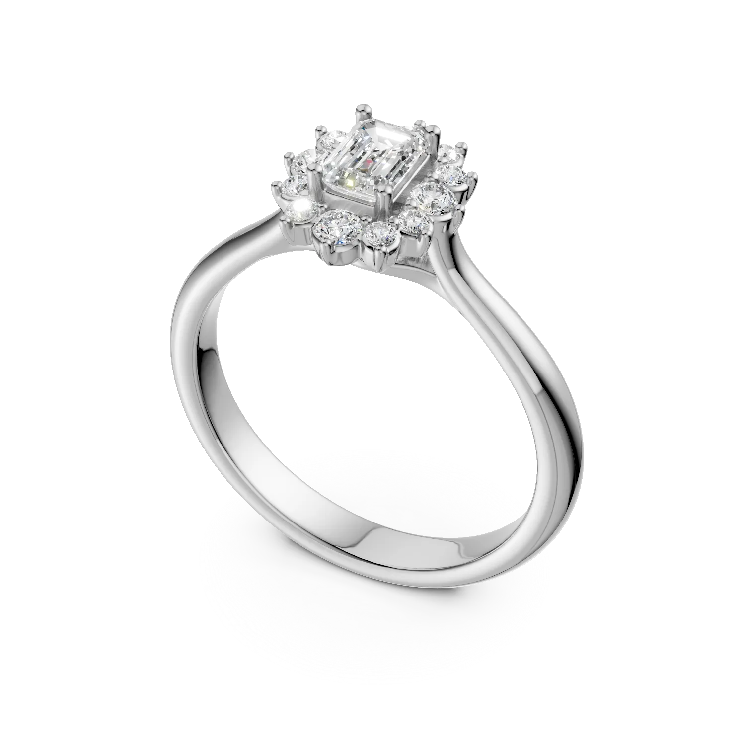 Inel de logodna din aur alb cu diamante de 0.6ct create in laborator