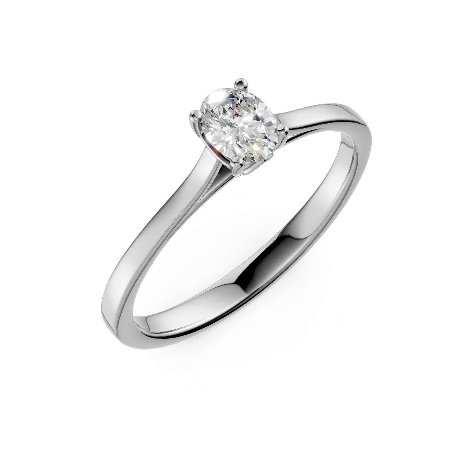Inel de logodna din aur alb cu diamant solitaire de 0.3ct creat in laborator taietura ovala
