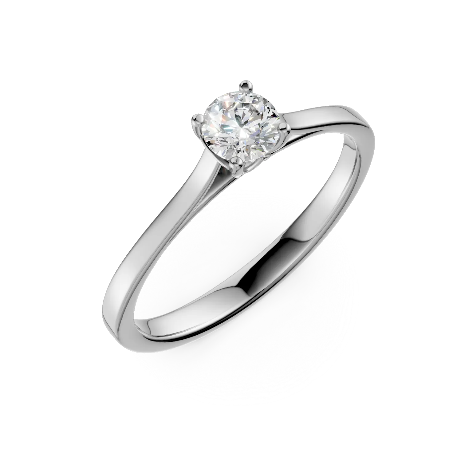 Inel de logodna din aur alb cu diamant solitaire de 0.3ct creat in laborator taietura rotunda