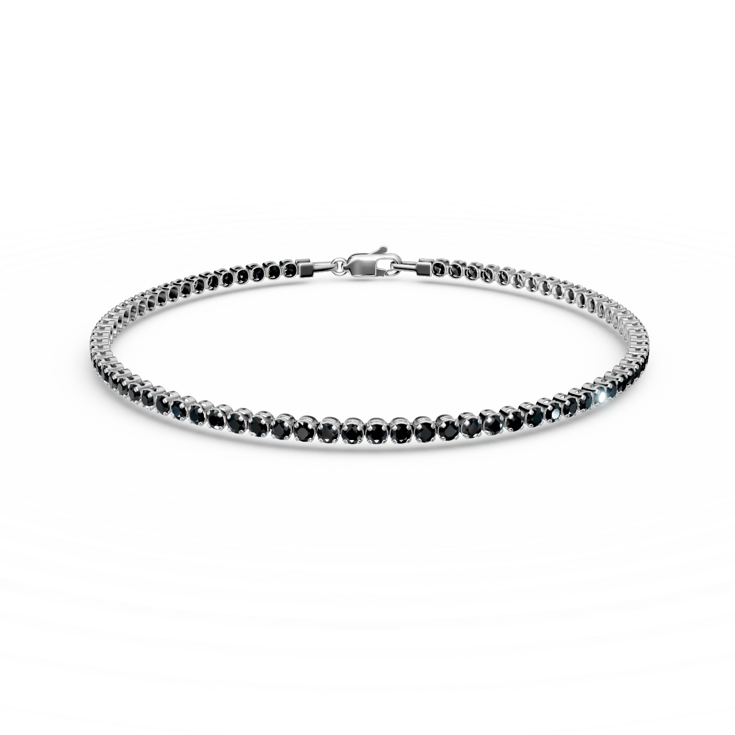 Bratara tennis din aur alb cu zirconii negre