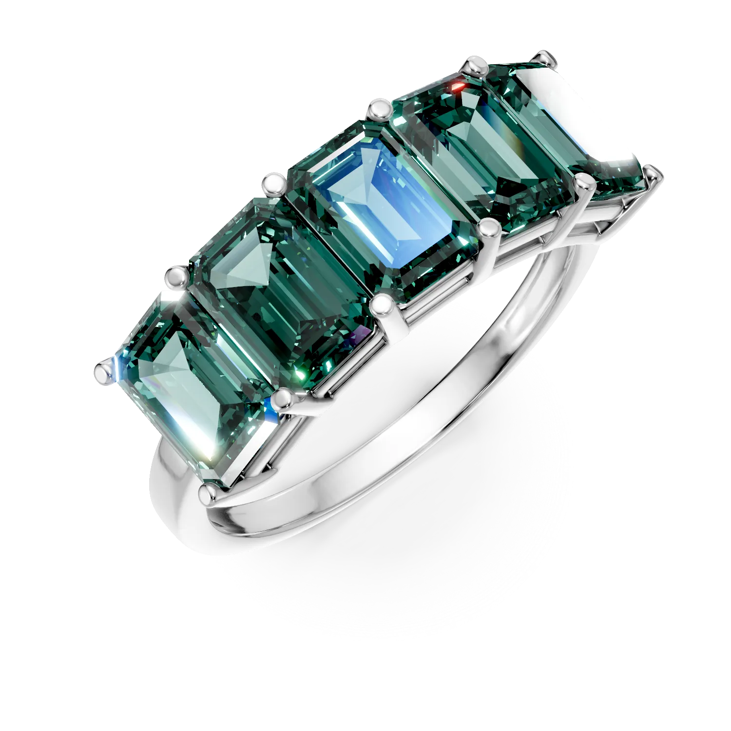 Inel din aur alb cu smaralde microsetting de 2.9ct create in laborator