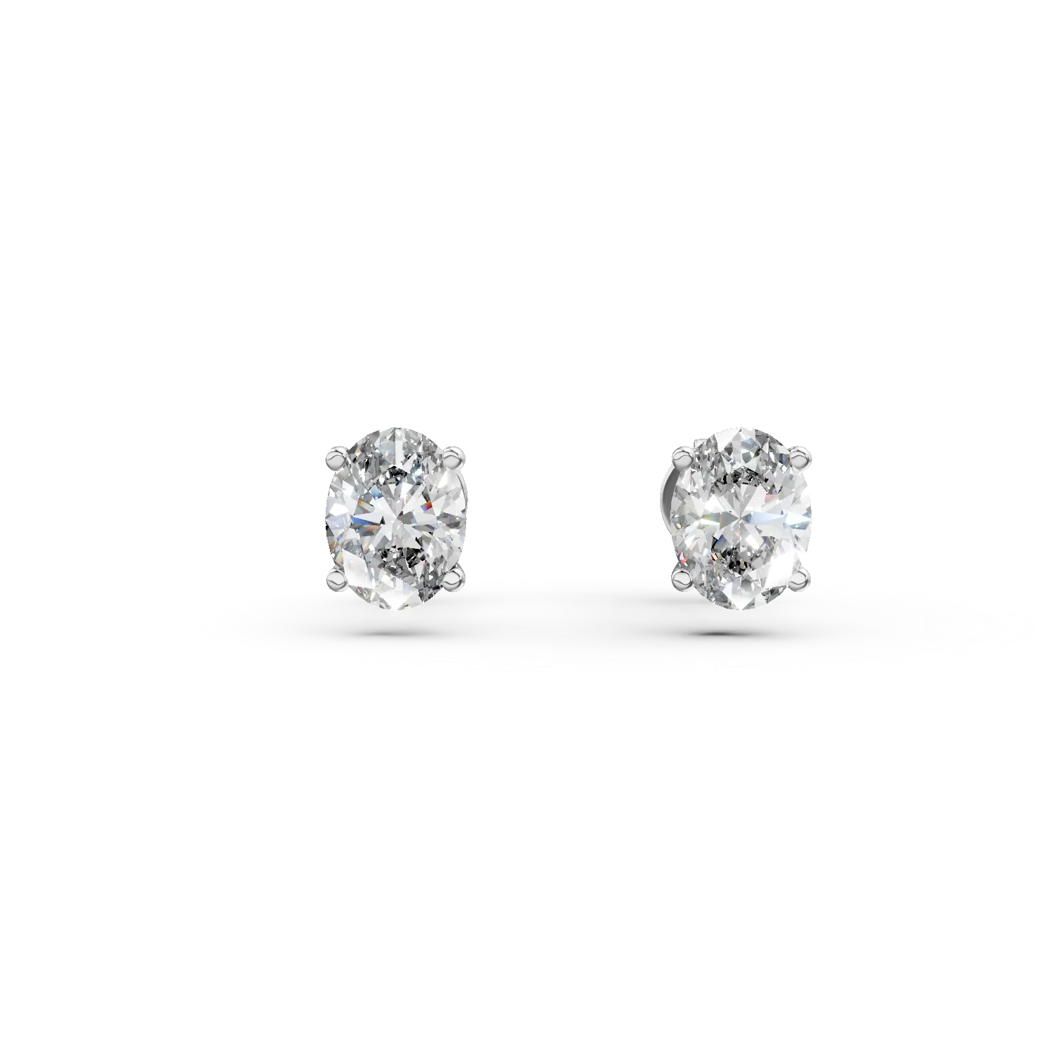 Cercei din aur alb cu diamante solitaire de 0.6ct create in laborator, taietura ovala