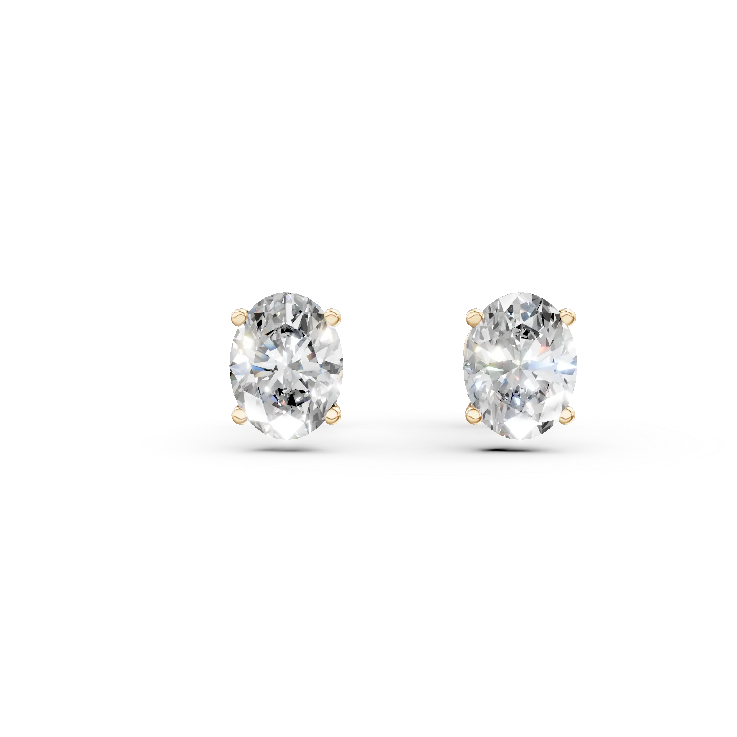 Cercei din aur galben cu diamante solitaire de 0.6ct create in laborator taietura ovala