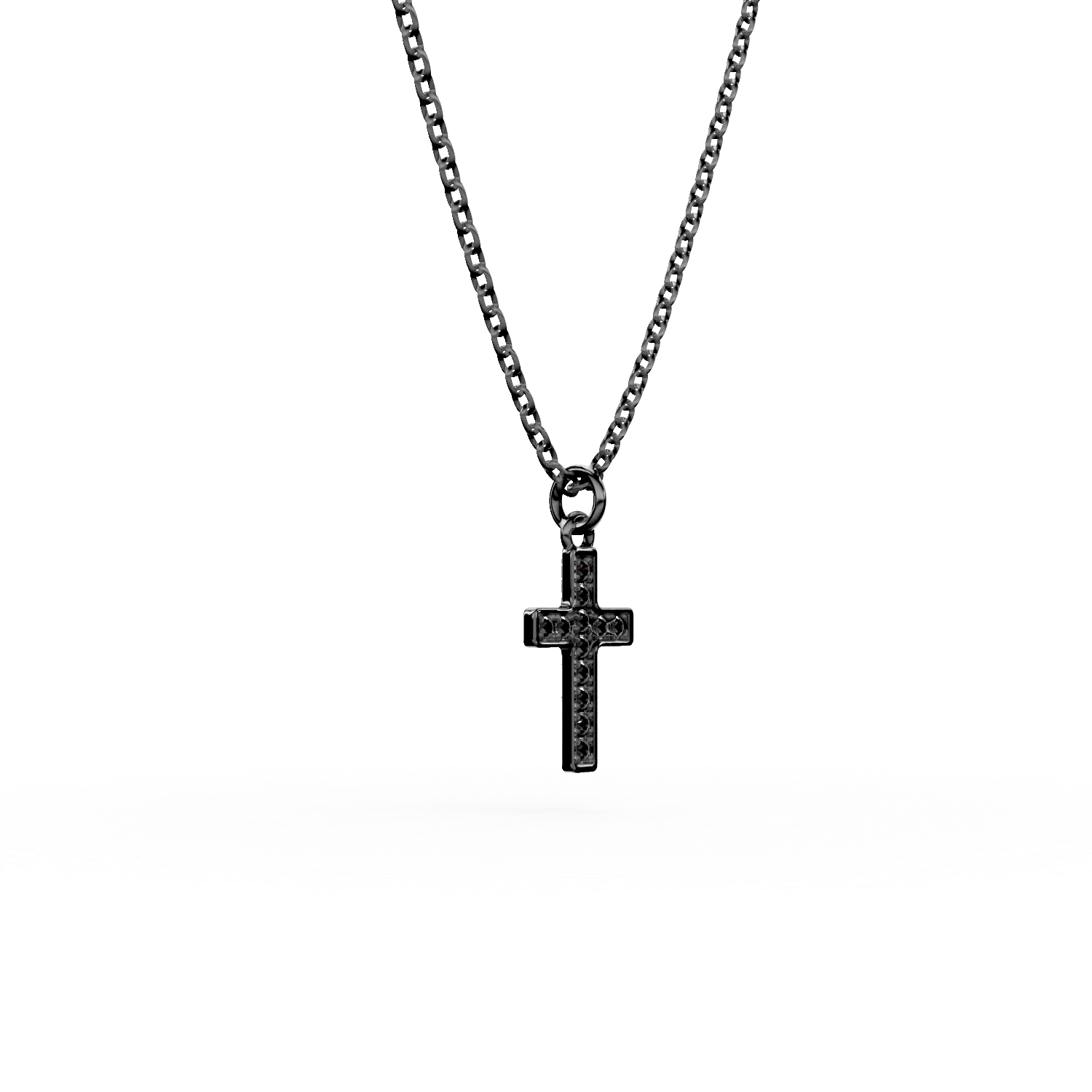 Lant din argint negru cu pandantiv cruce cu zirconii negre