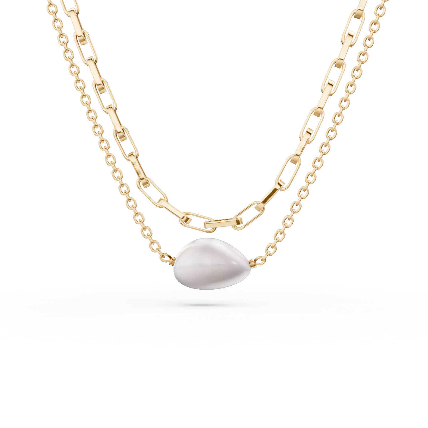 Colier din argint galben cu perla de cultura