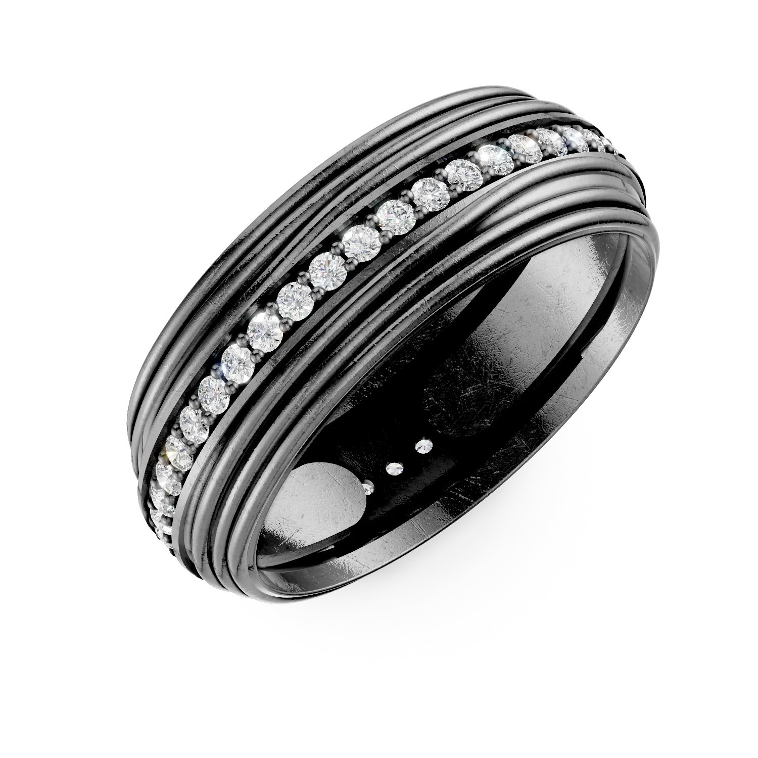 Inel din argint alb-negru cu zirconii pentru barbati