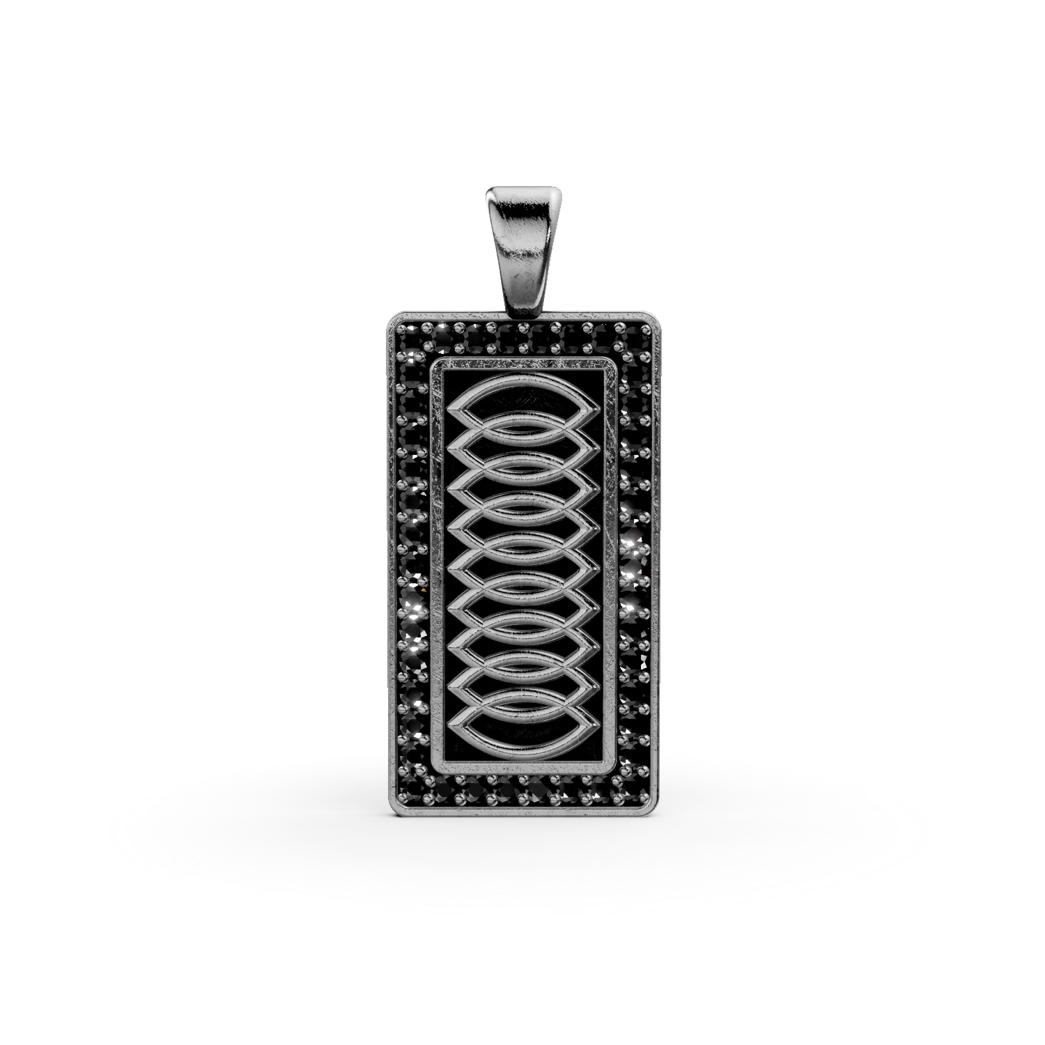 Pandantiv geometric din argint alb-negru pentru barbati