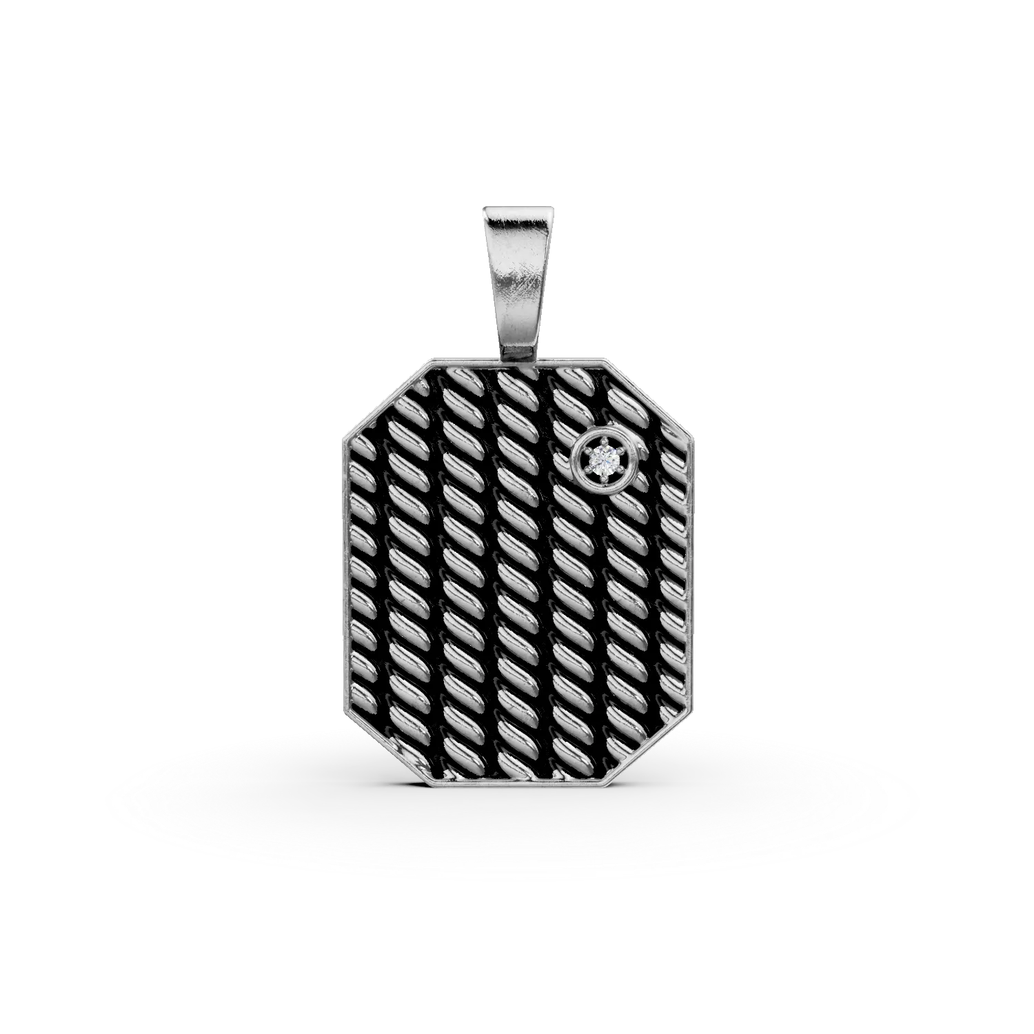 Pandantiv din argint alb-negru cu zirconia pentru barbati