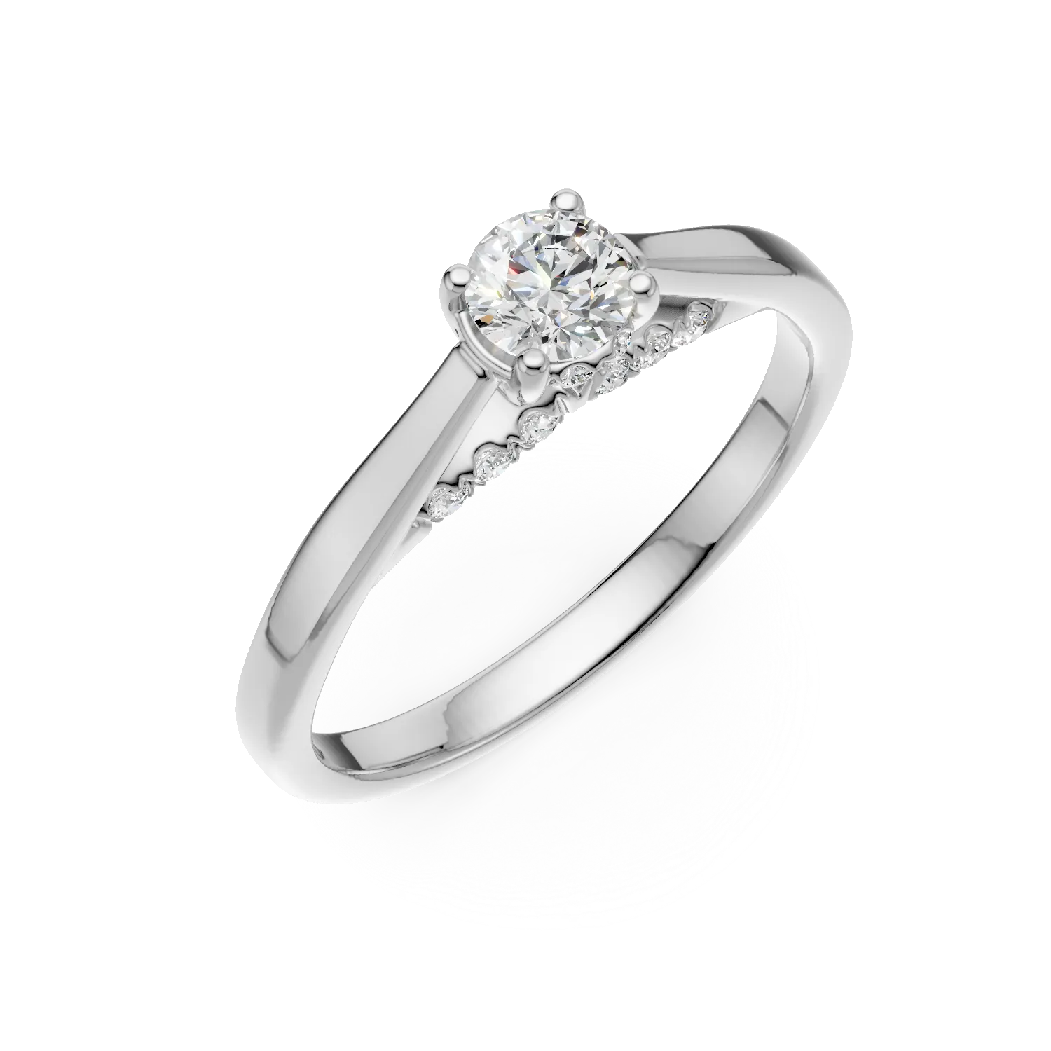 Inel de logodna din aur alb cu diamante de 0.43ct create in laborator