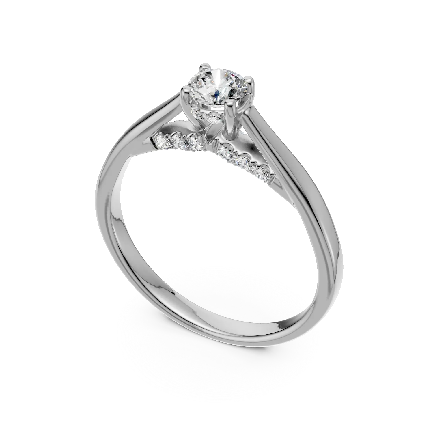 Inel de logodna din aur alb cu diamante de 0.43ct create in laborator