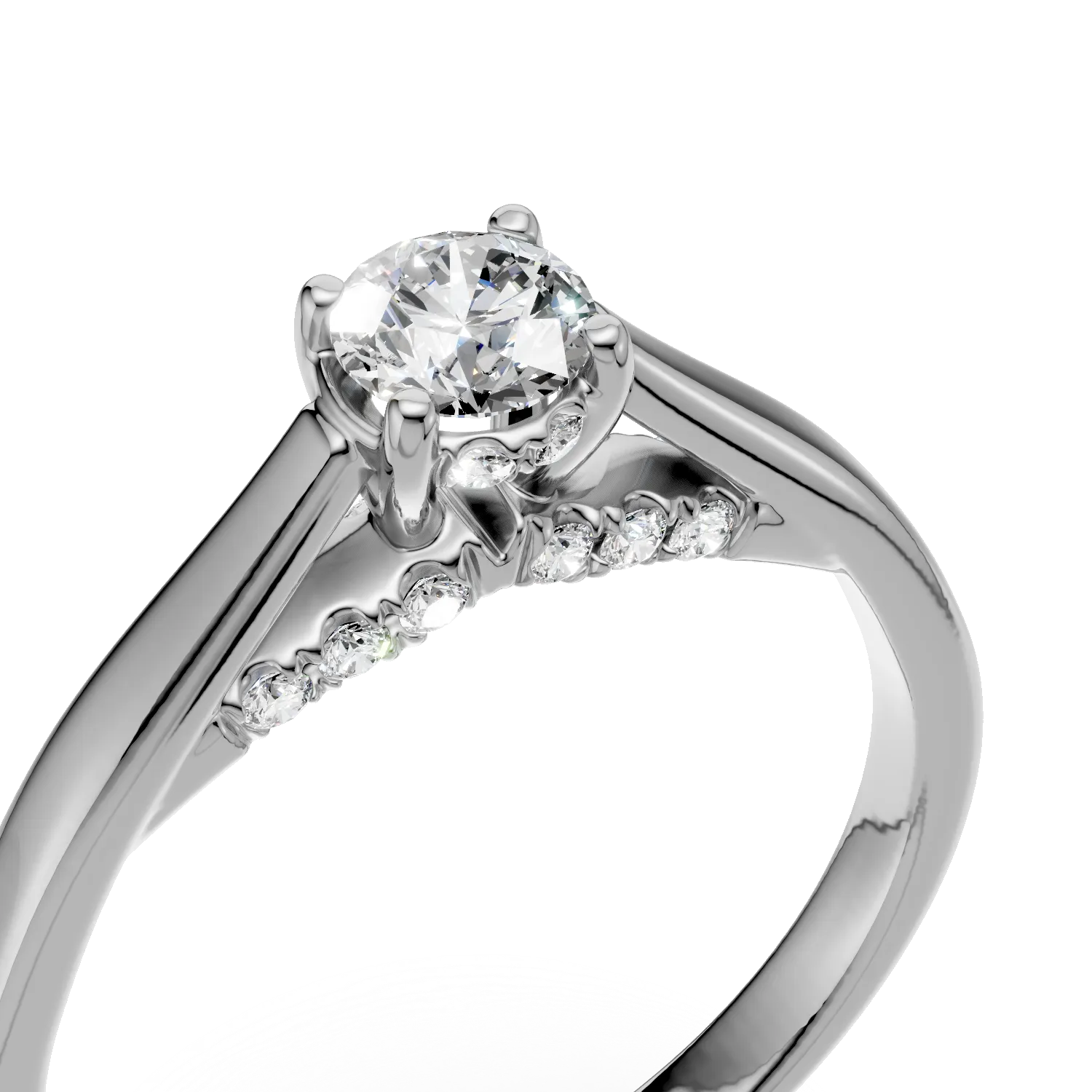 Inel de logodna din aur alb cu diamante de 0.43ct create in laborator