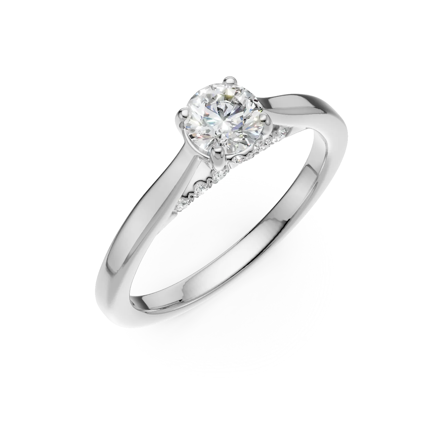 Inel de logodna din aur alb cu diamante de 0.62ct create in laborator