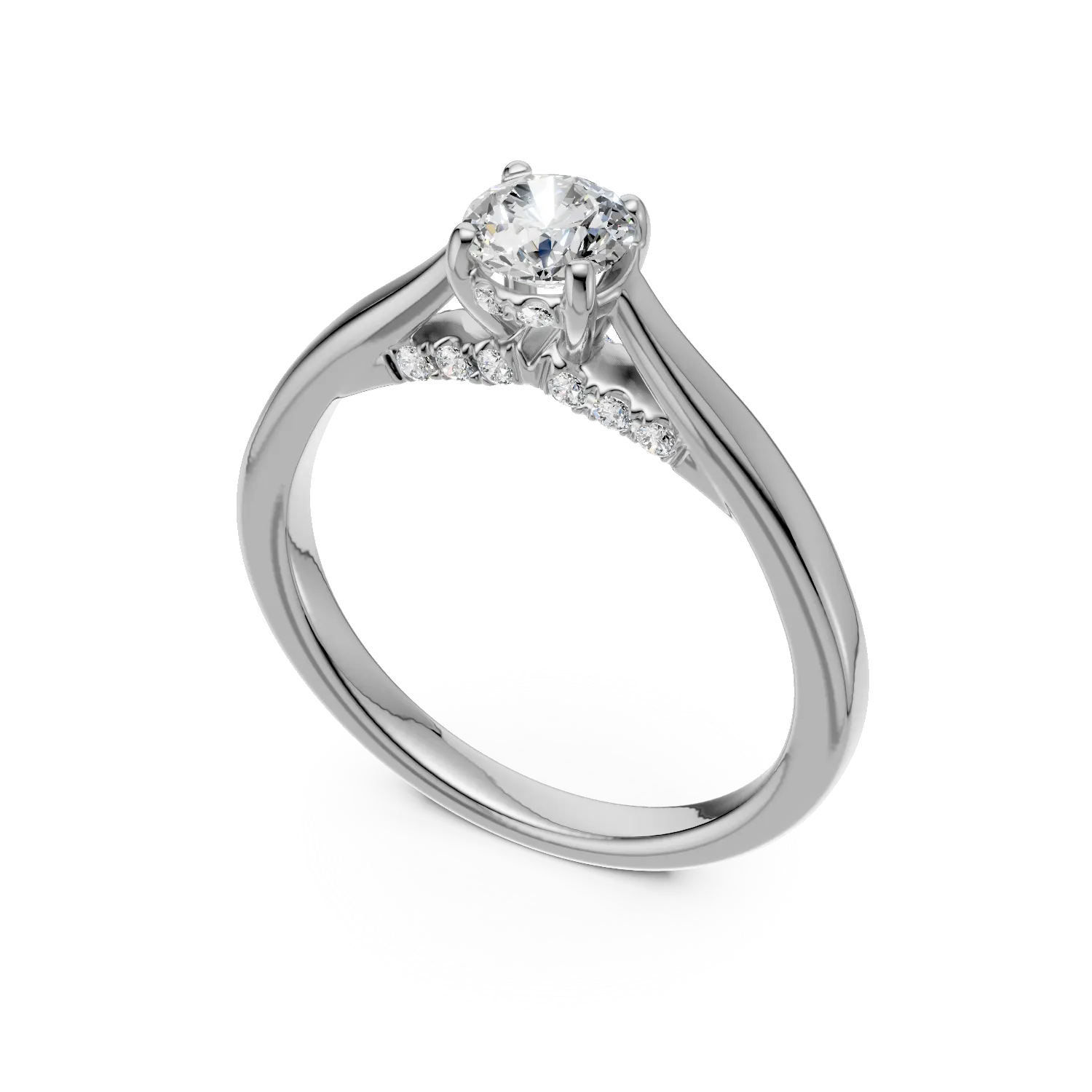 Inel de logodna din aur alb cu diamante de 0.62ct create in laborator