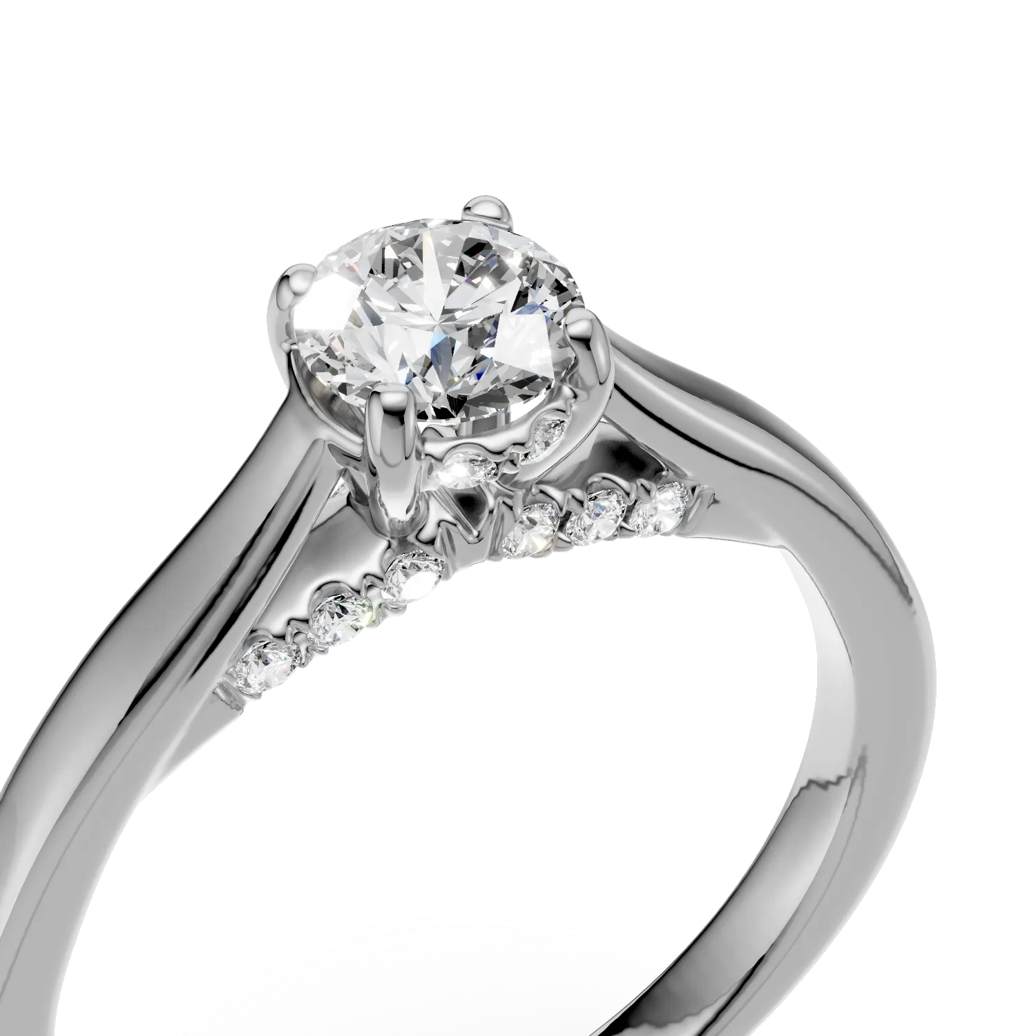 Inel de logodna din aur alb cu diamante de 0.62ct create in laborator