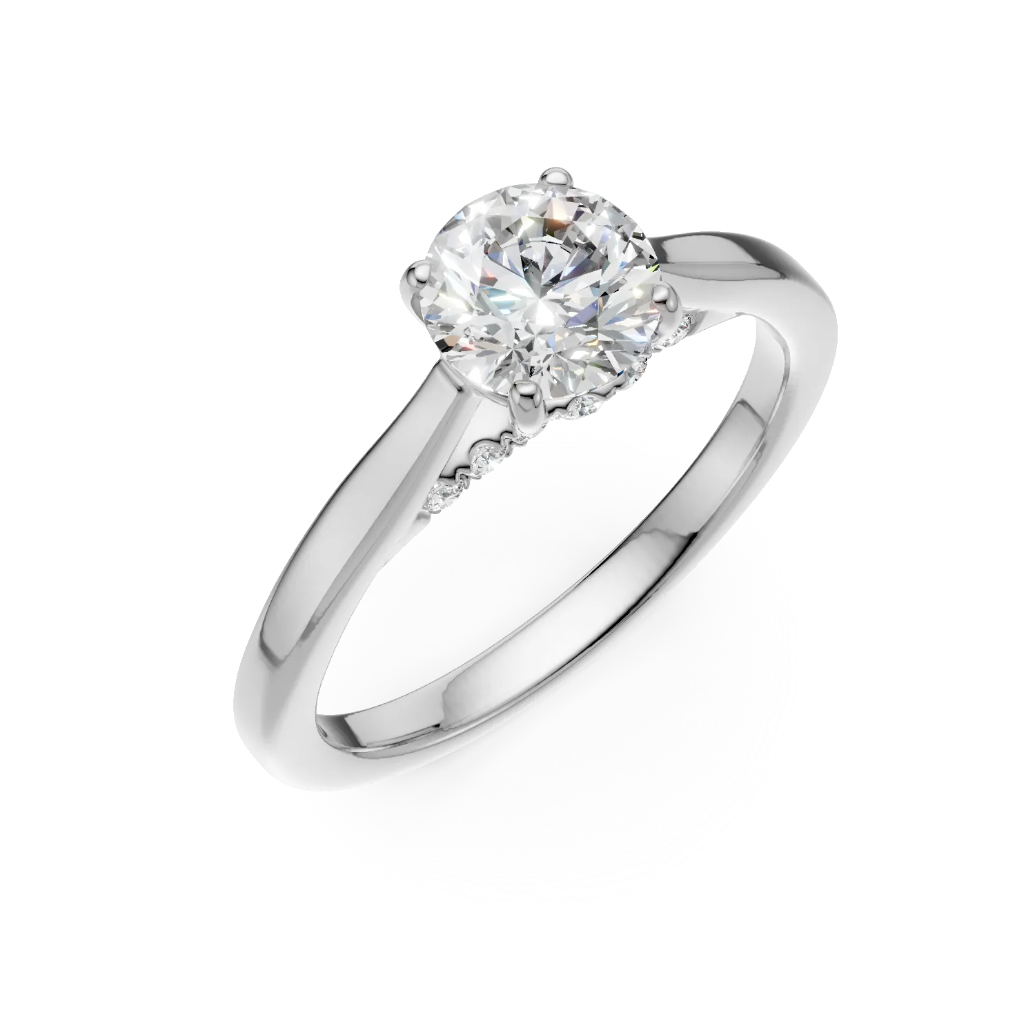 Inel de logodna din aur alb cu diamante de 1.14ct create in laborator