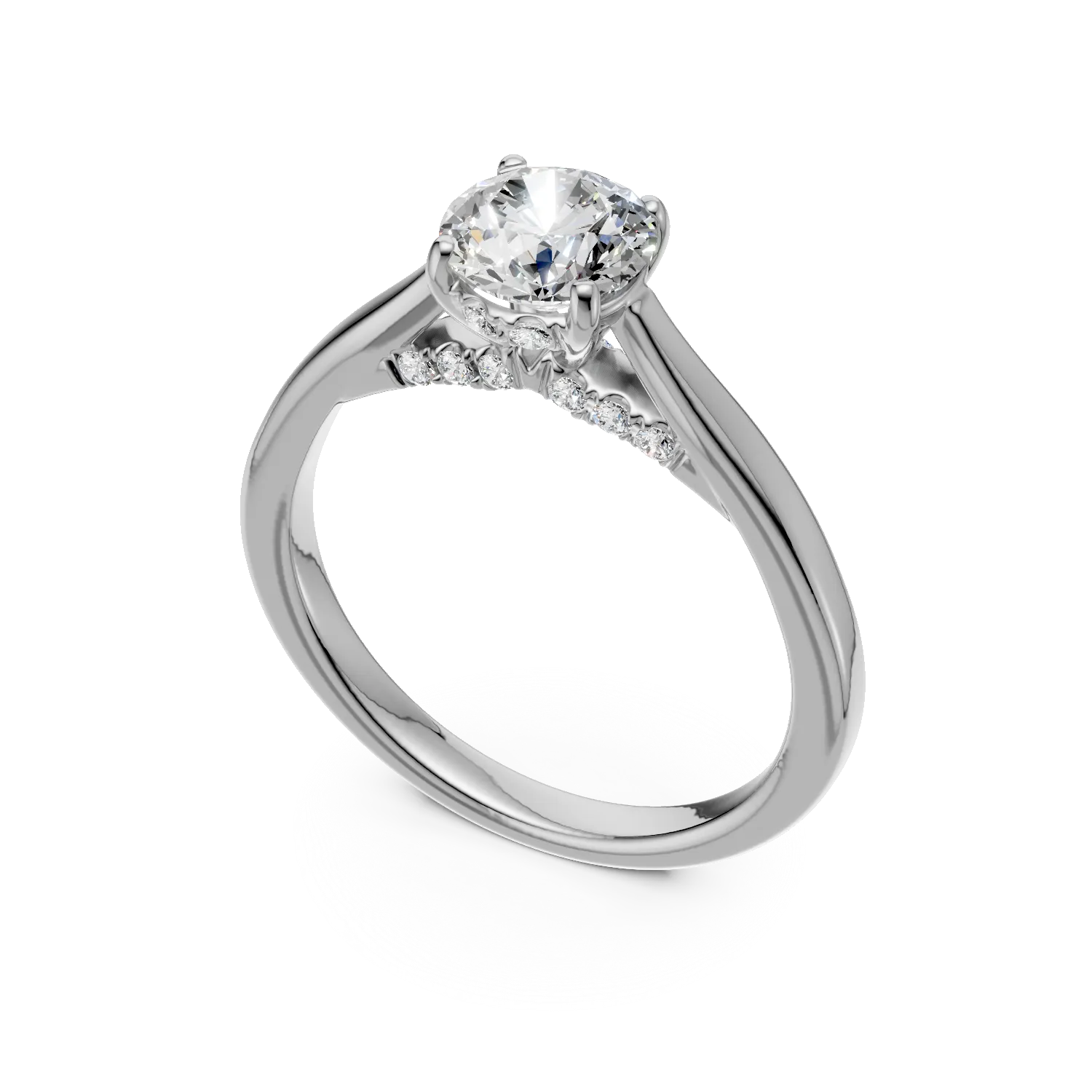 Inel de logodna din aur alb cu diamante de 1.14ct create in laborator