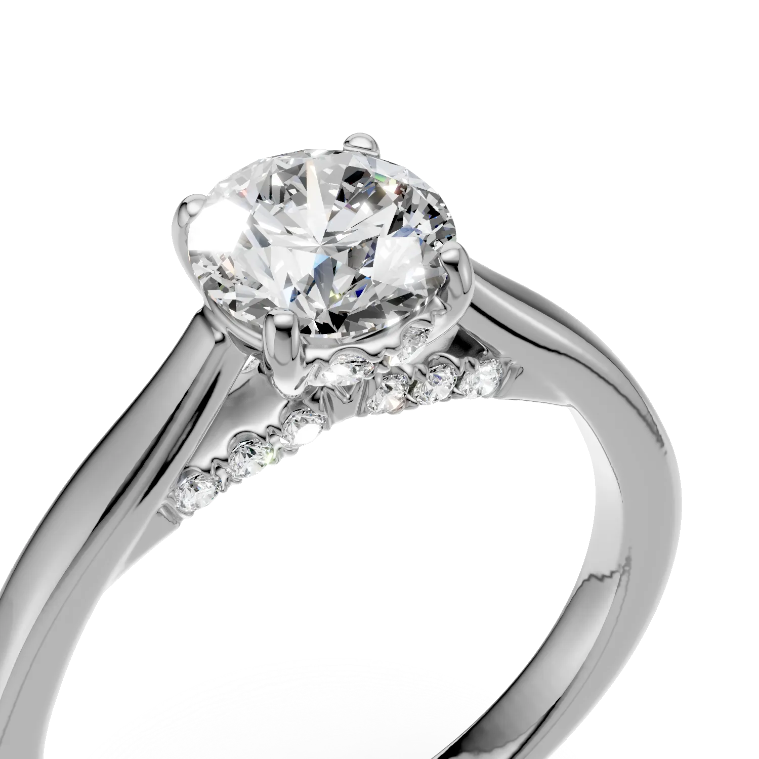 Inel de logodna din aur alb cu diamante de 1.14ct create in laborator
