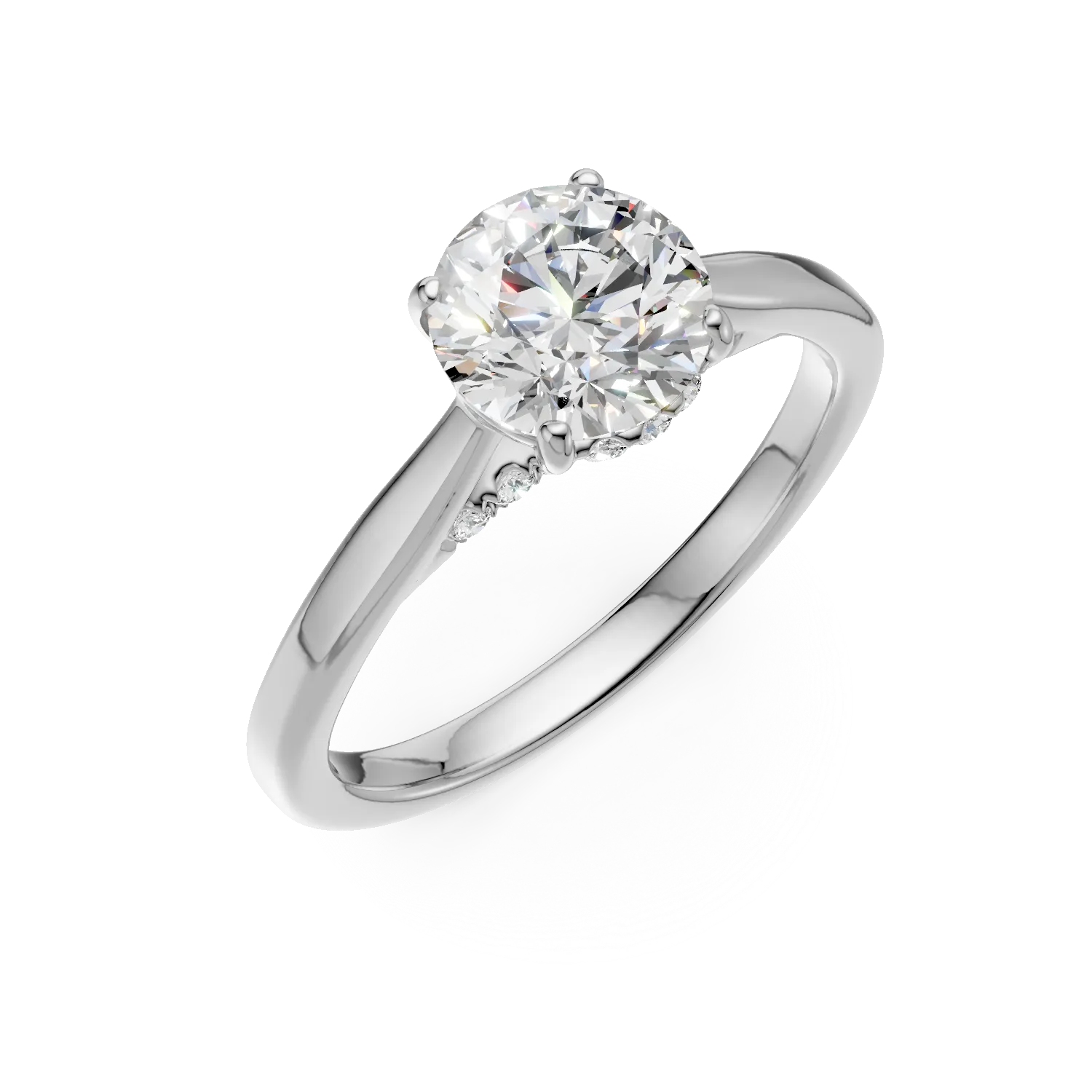 Inel de logodna din aur alb cu diamante de 1.66ct create in laborator