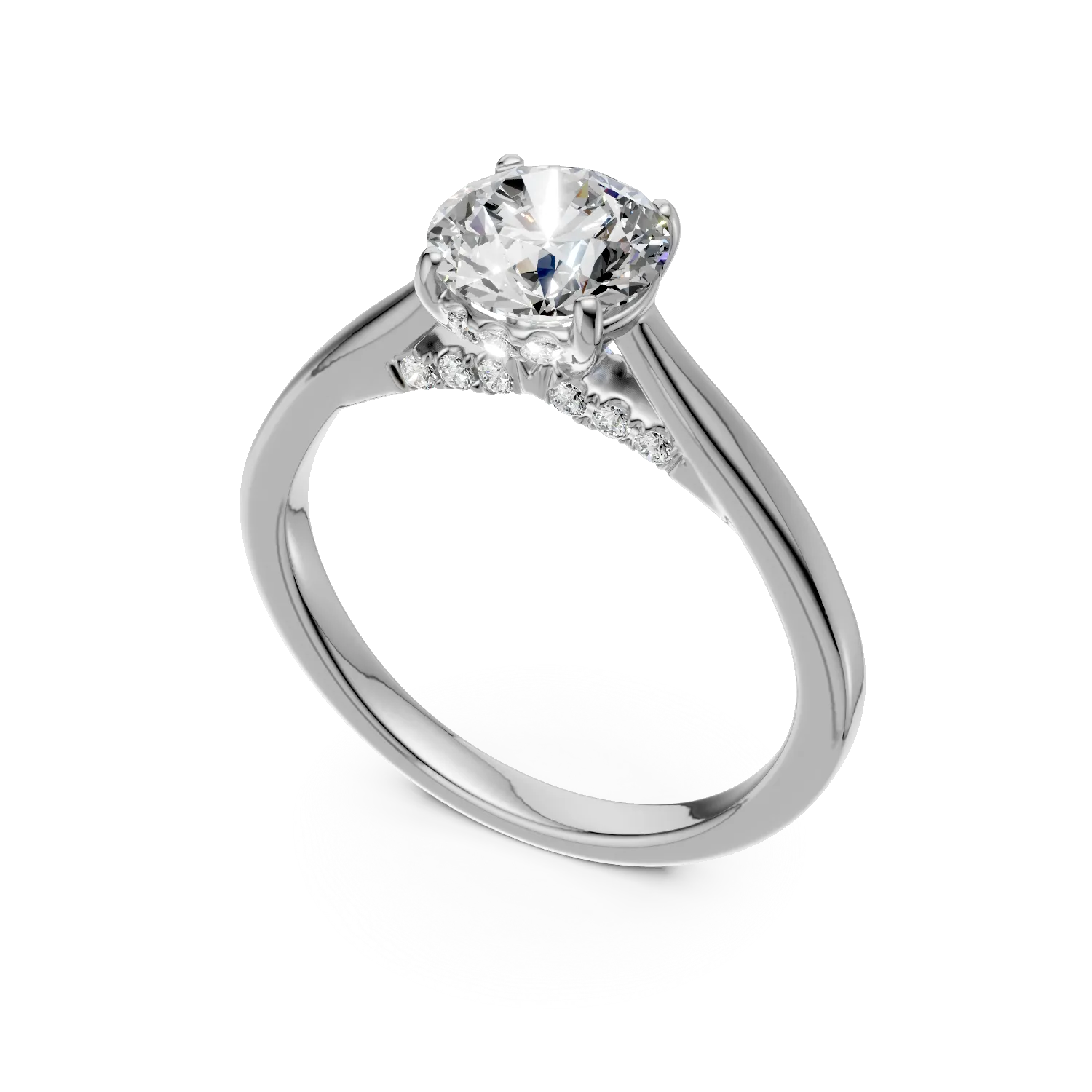 Inel de logodna din aur alb cu diamante de 1.66ct create in laborator