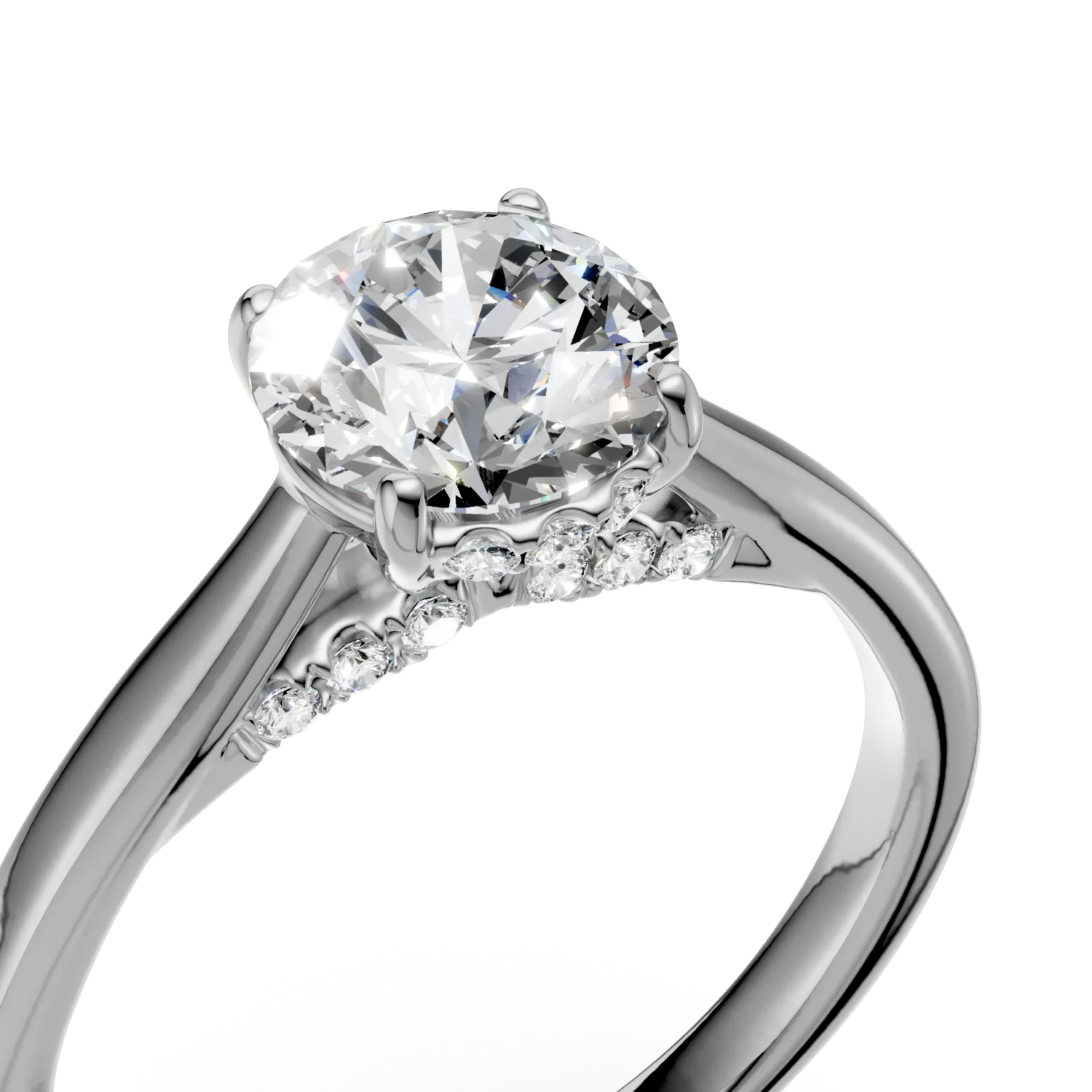 Inel de logodna din aur alb cu diamante de 1.66ct create in laborator