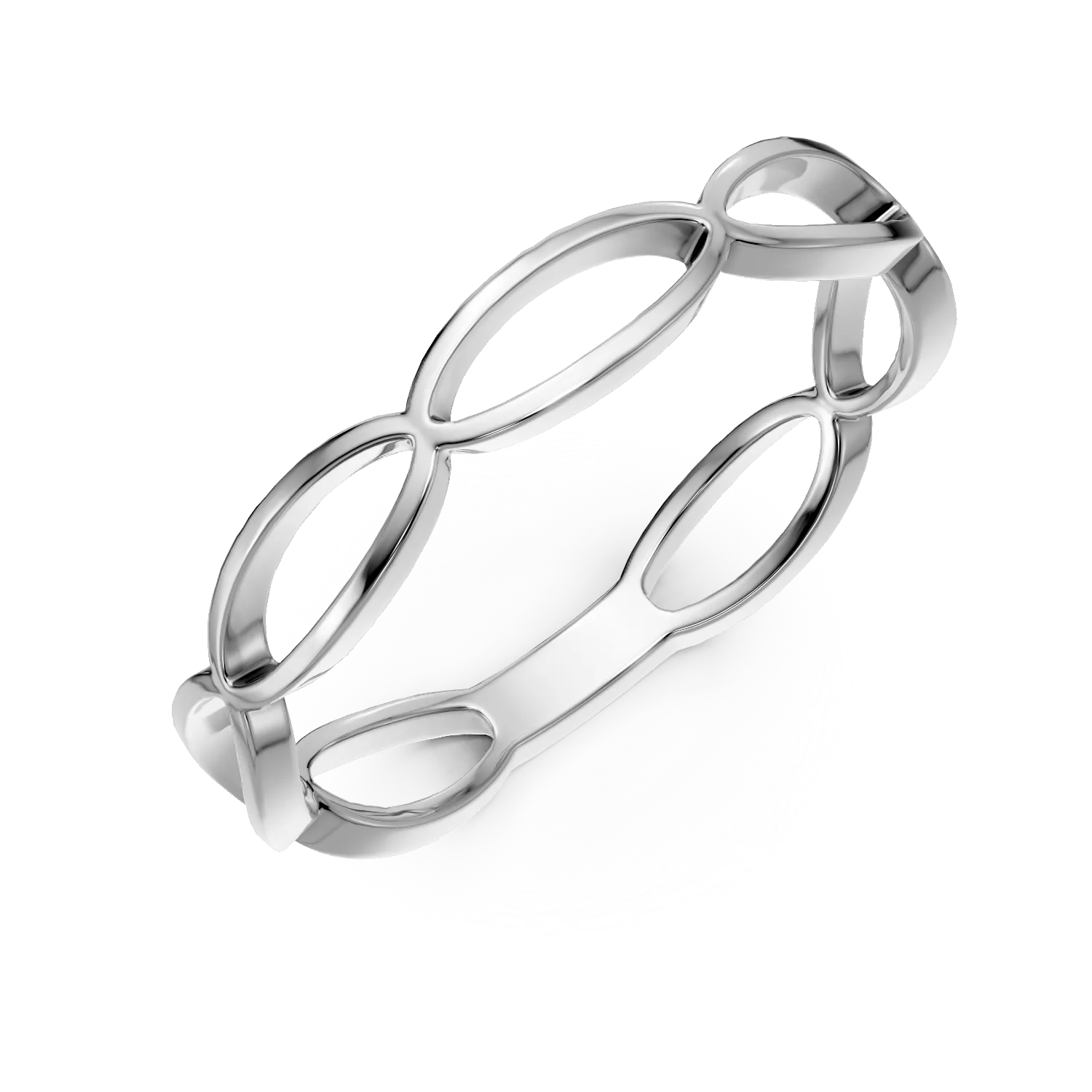 Inel geometric din aur alb